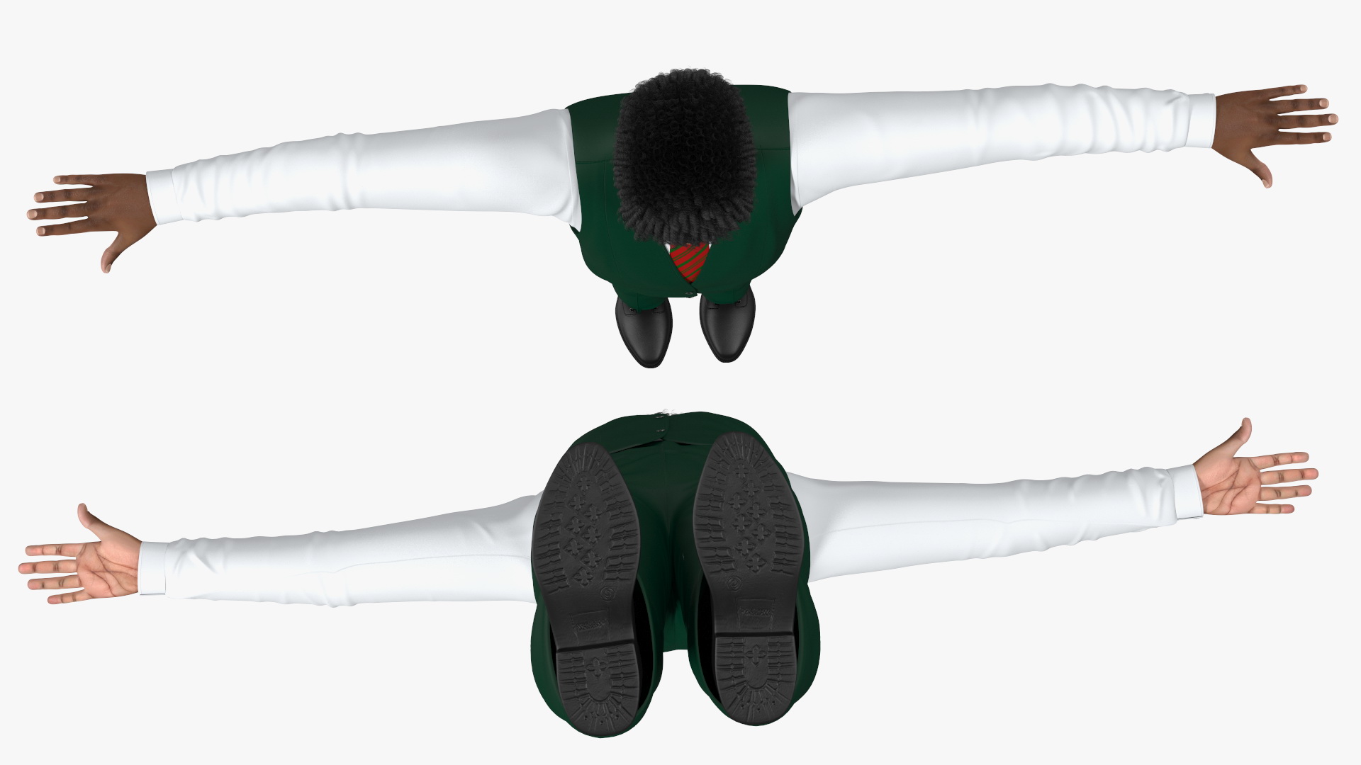 Black Teenager Light Skin School Uniform Rigged 3D