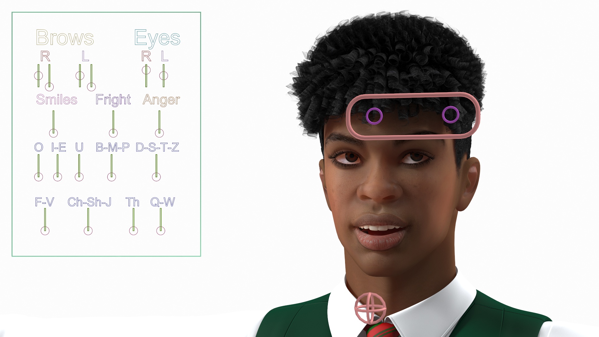 Black Teenager Light Skin School Uniform Rigged 3D