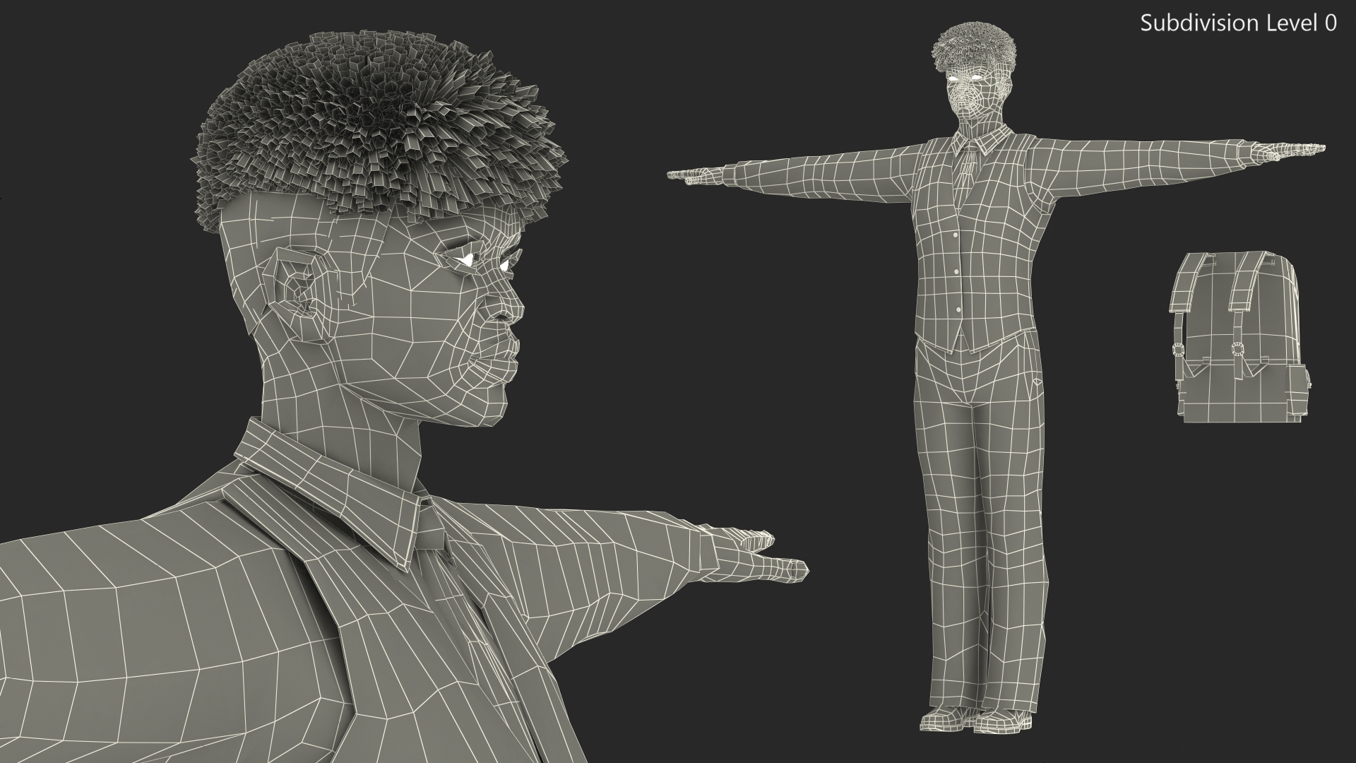 Black Teenager Light Skin School Uniform Rigged 3D
