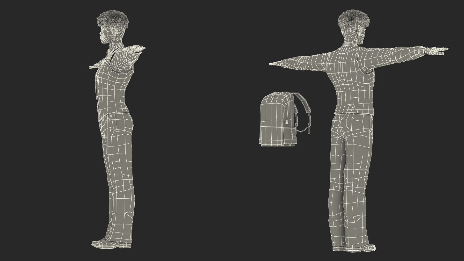 Black Teenager Light Skin School Uniform Rigged 3D