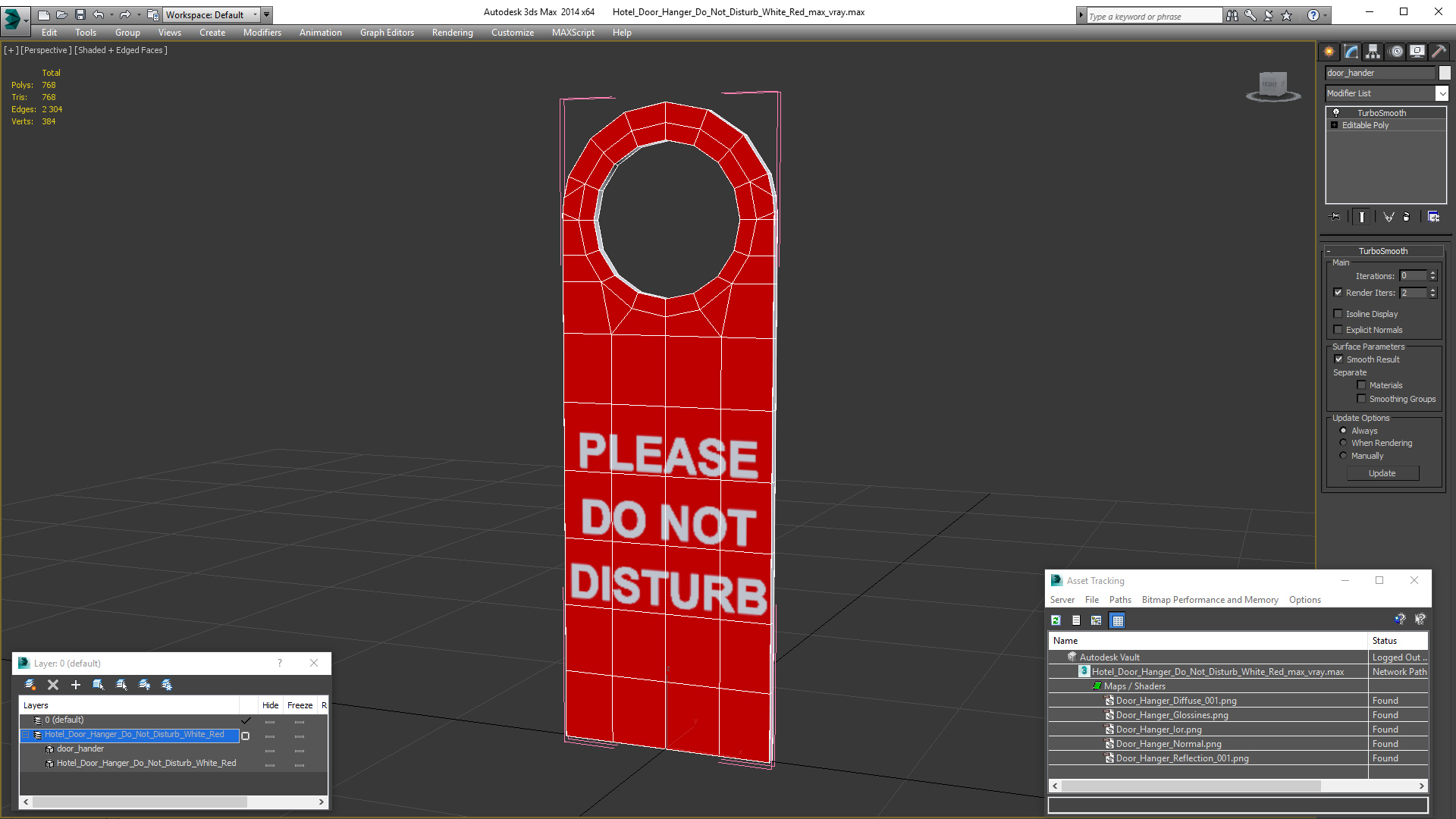 Hotel Door Hanger Do Not Disturb White Red 3D