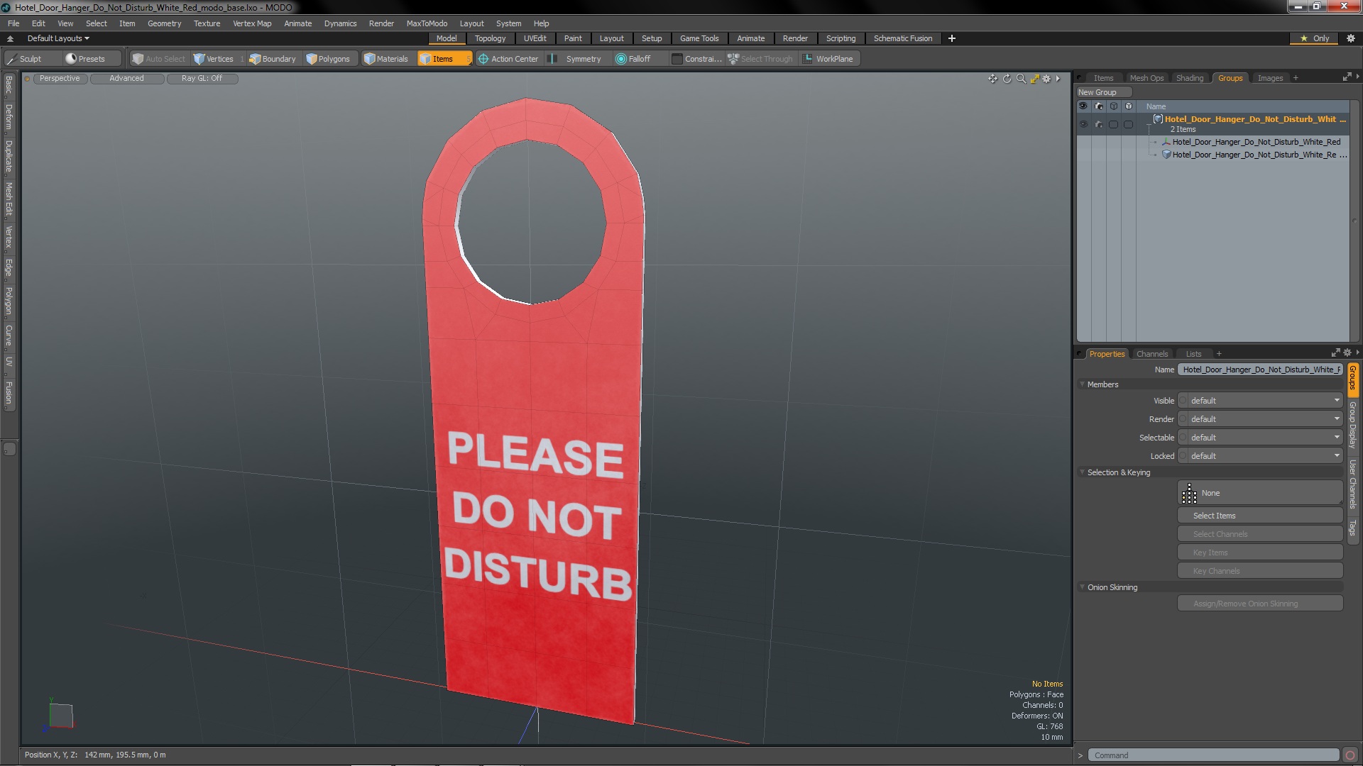 Hotel Door Hanger Do Not Disturb White Red 3D