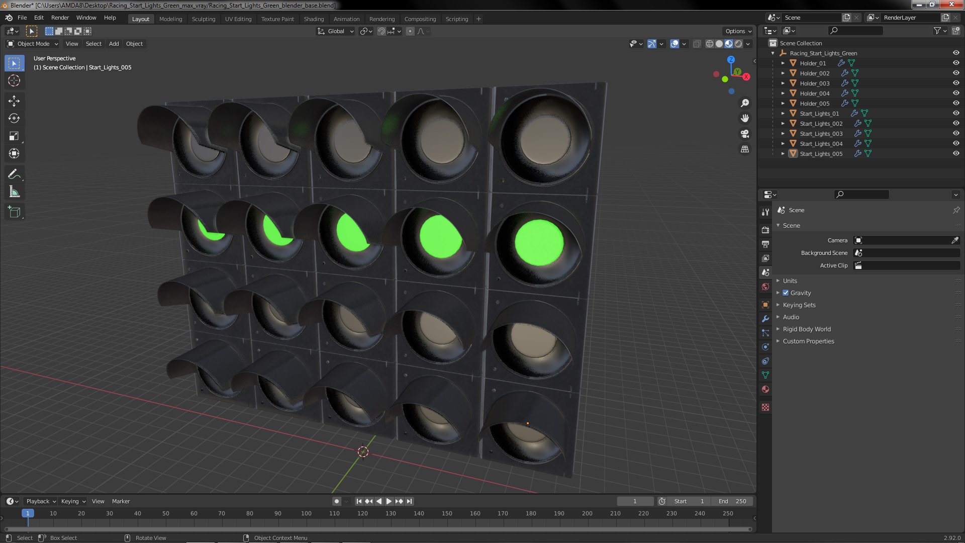 3D model Racing Start Lights Green