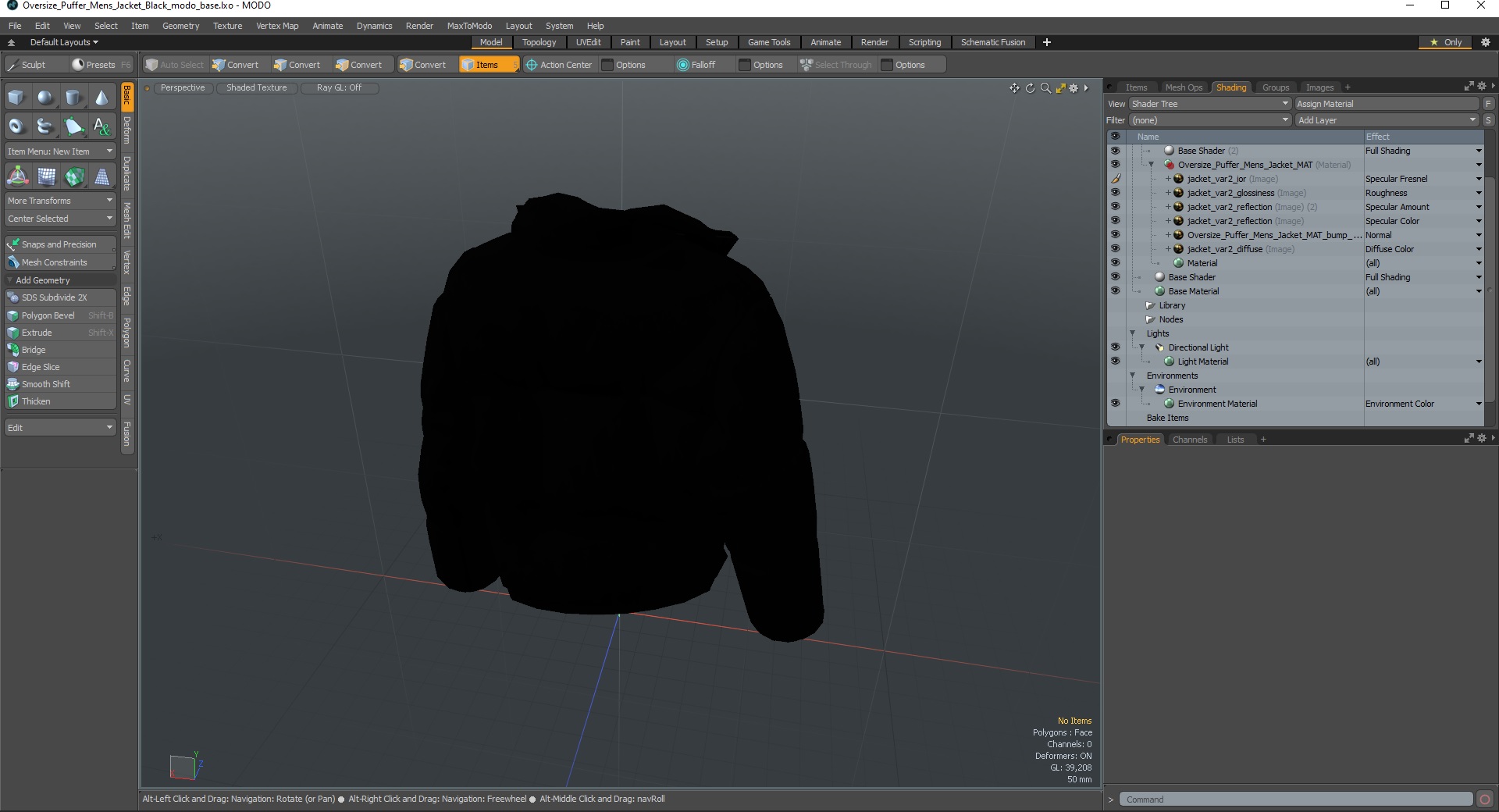 3D Oversize Puffer Mens Jacket Black model