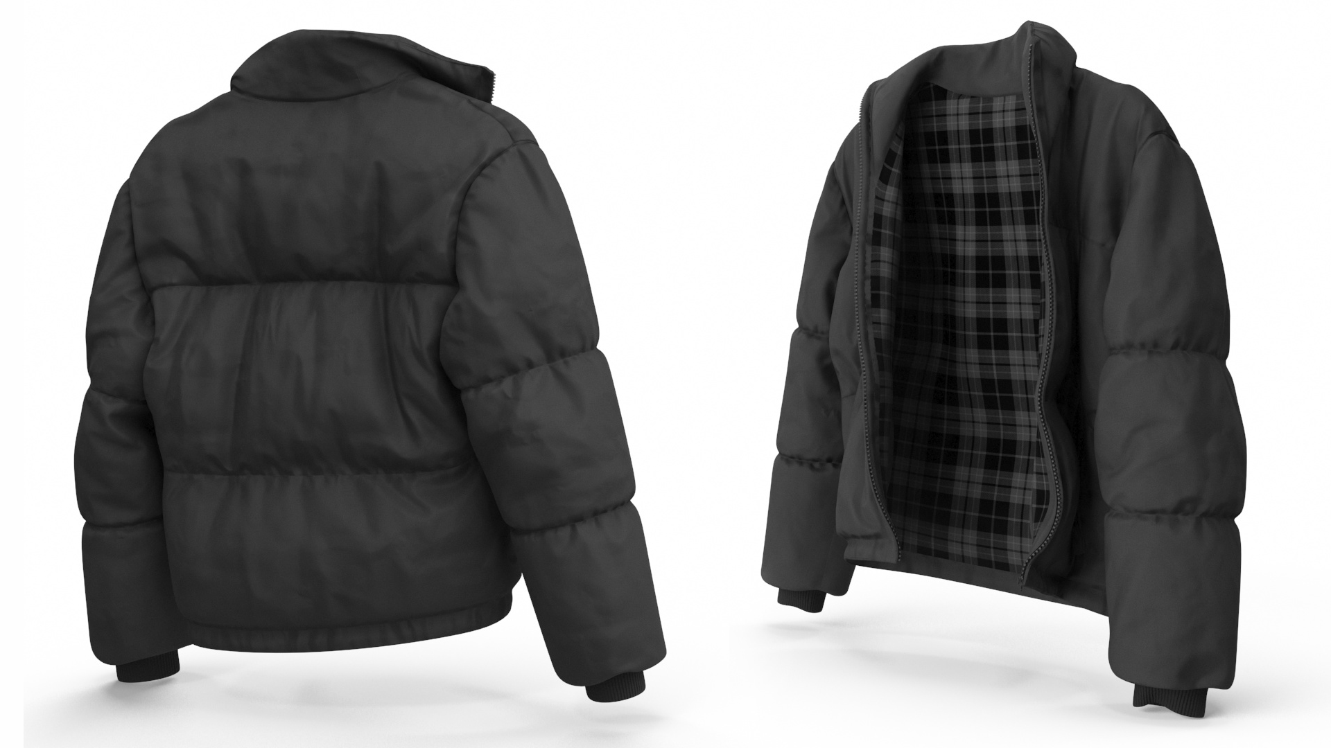3D Oversize Puffer Mens Jacket Black model