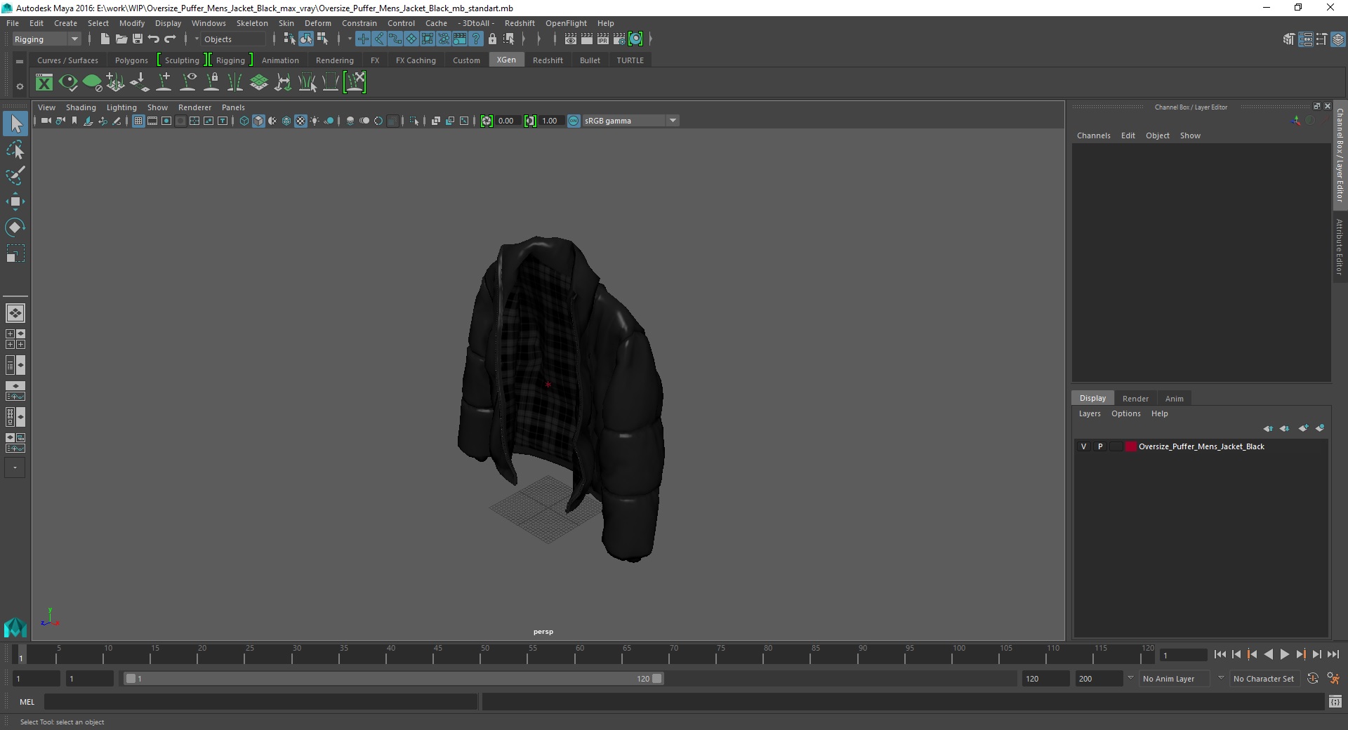3D Oversize Puffer Mens Jacket Black model
