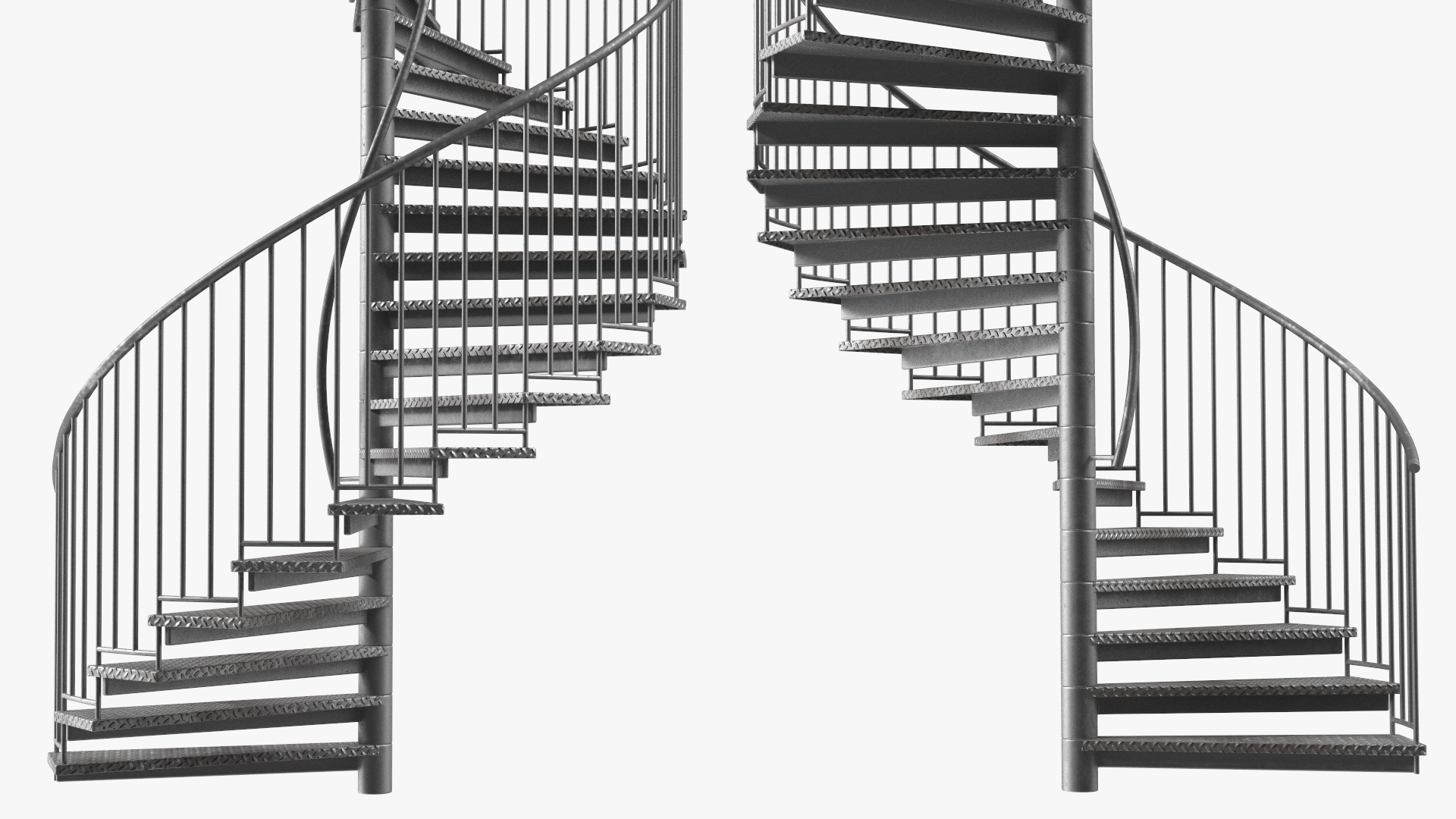 3D model Open Side Spiral Fire Escape Stairs
