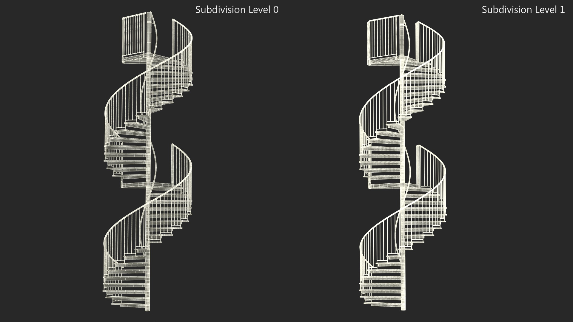3D model Open Side Spiral Fire Escape Stairs