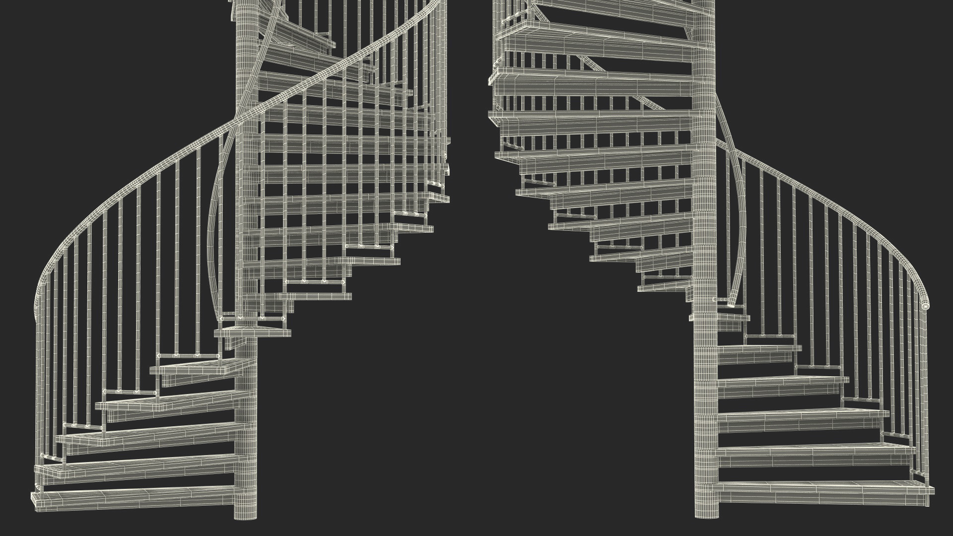 3D model Open Side Spiral Fire Escape Stairs