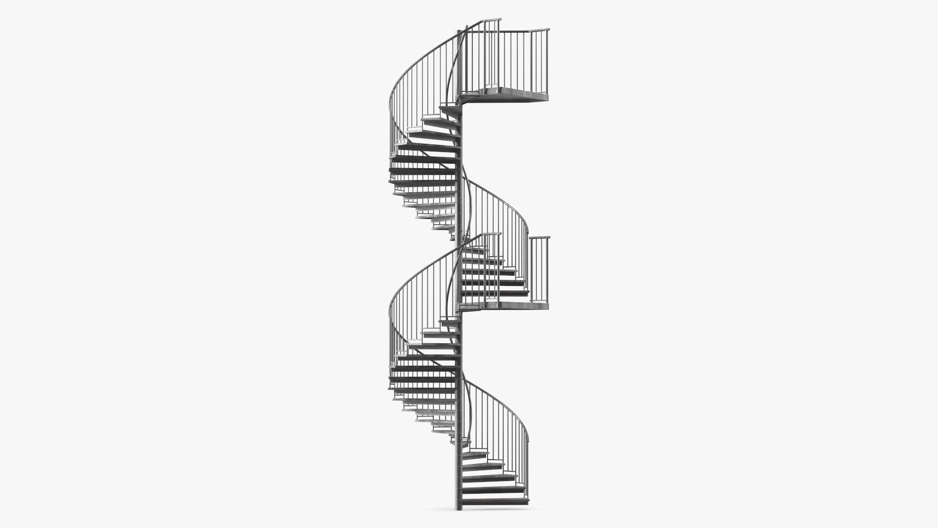 3D model Open Side Spiral Fire Escape Stairs