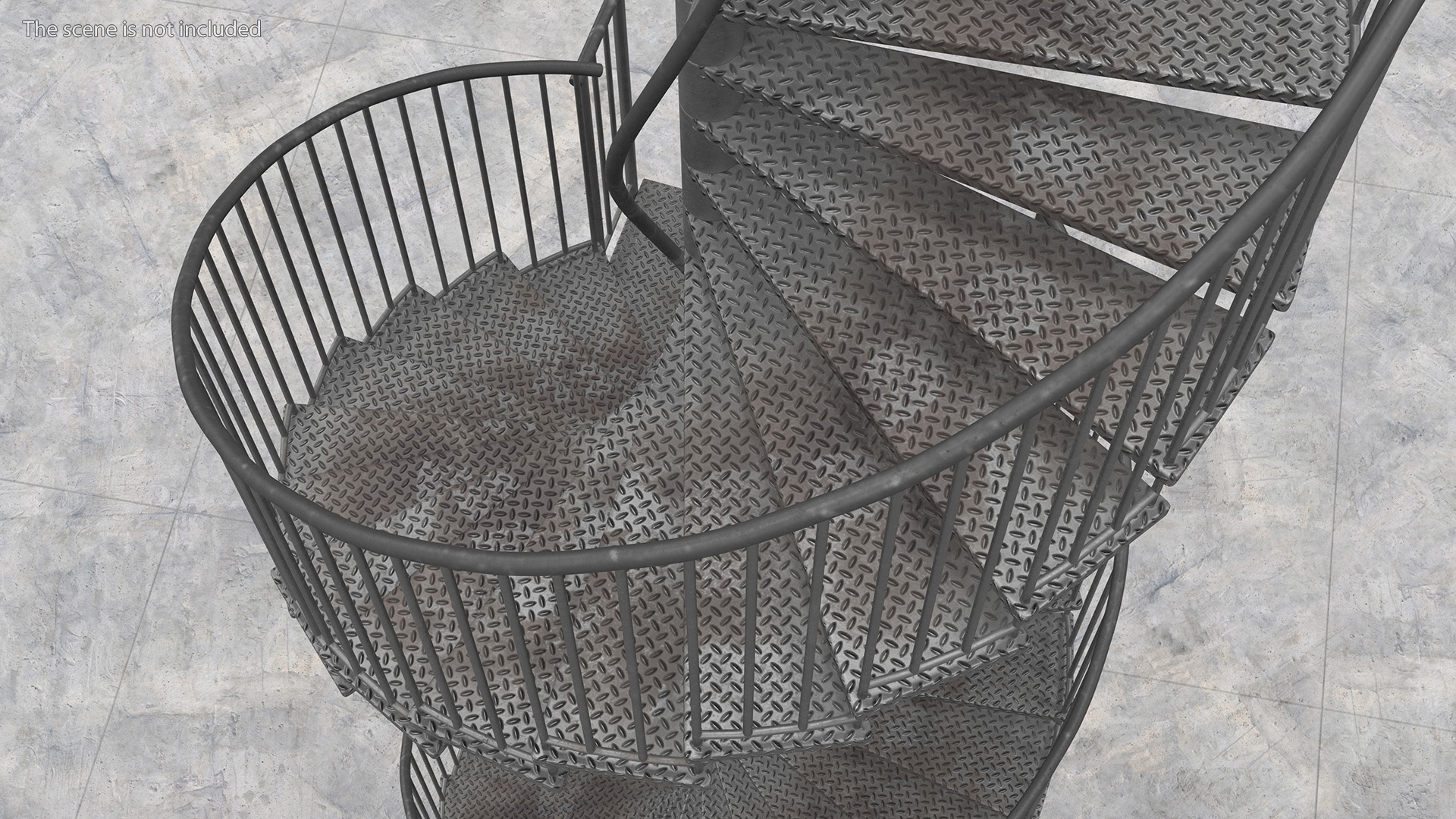 3D model Open Side Spiral Fire Escape Stairs