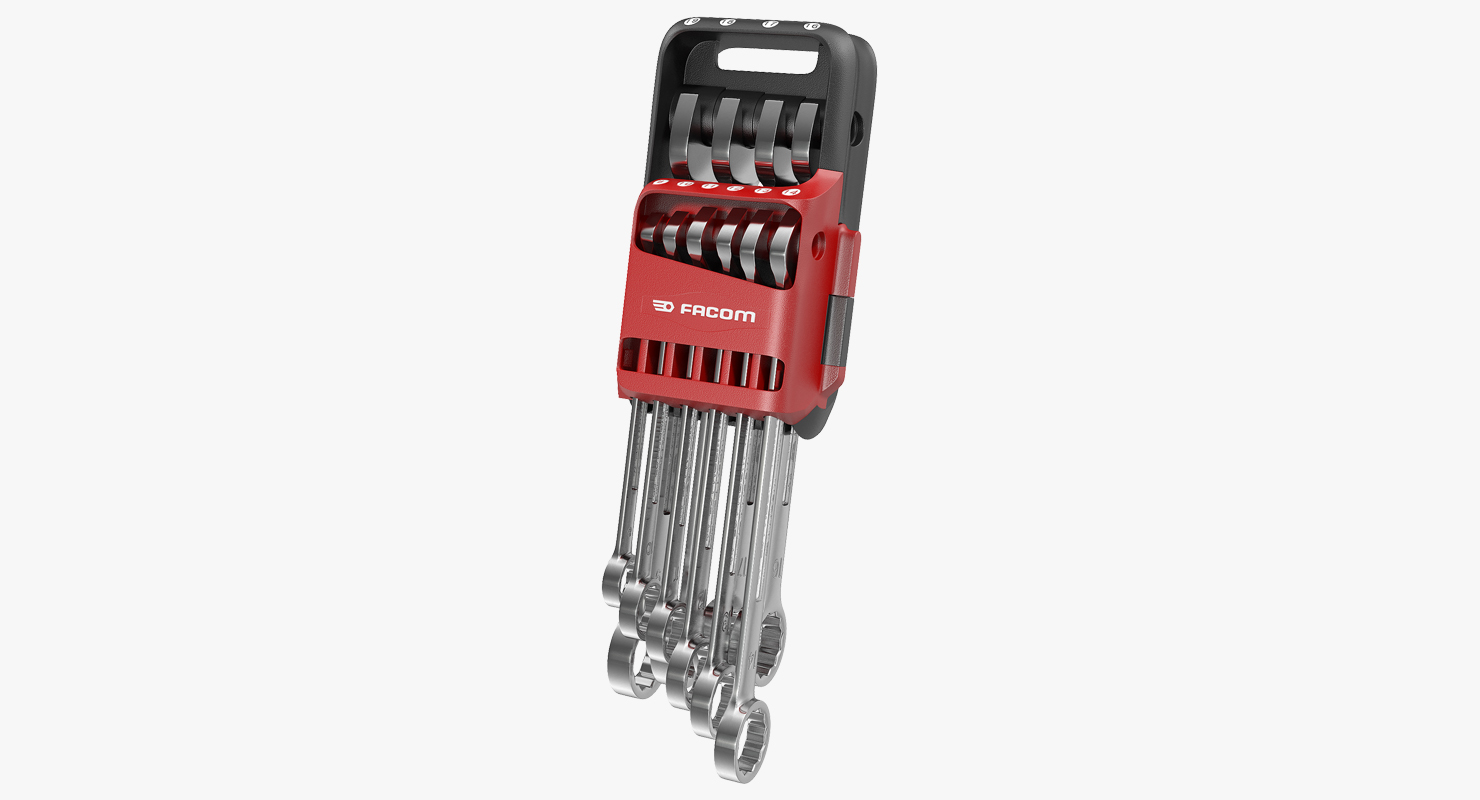 Facom Combination Spanner Set 8-19mm Storage Clip 3D model