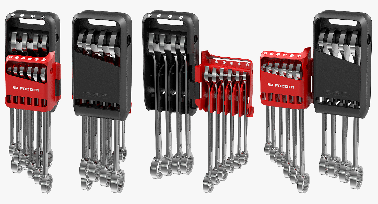 Facom Combination Spanner Set 8-19mm Storage Clip 3D model