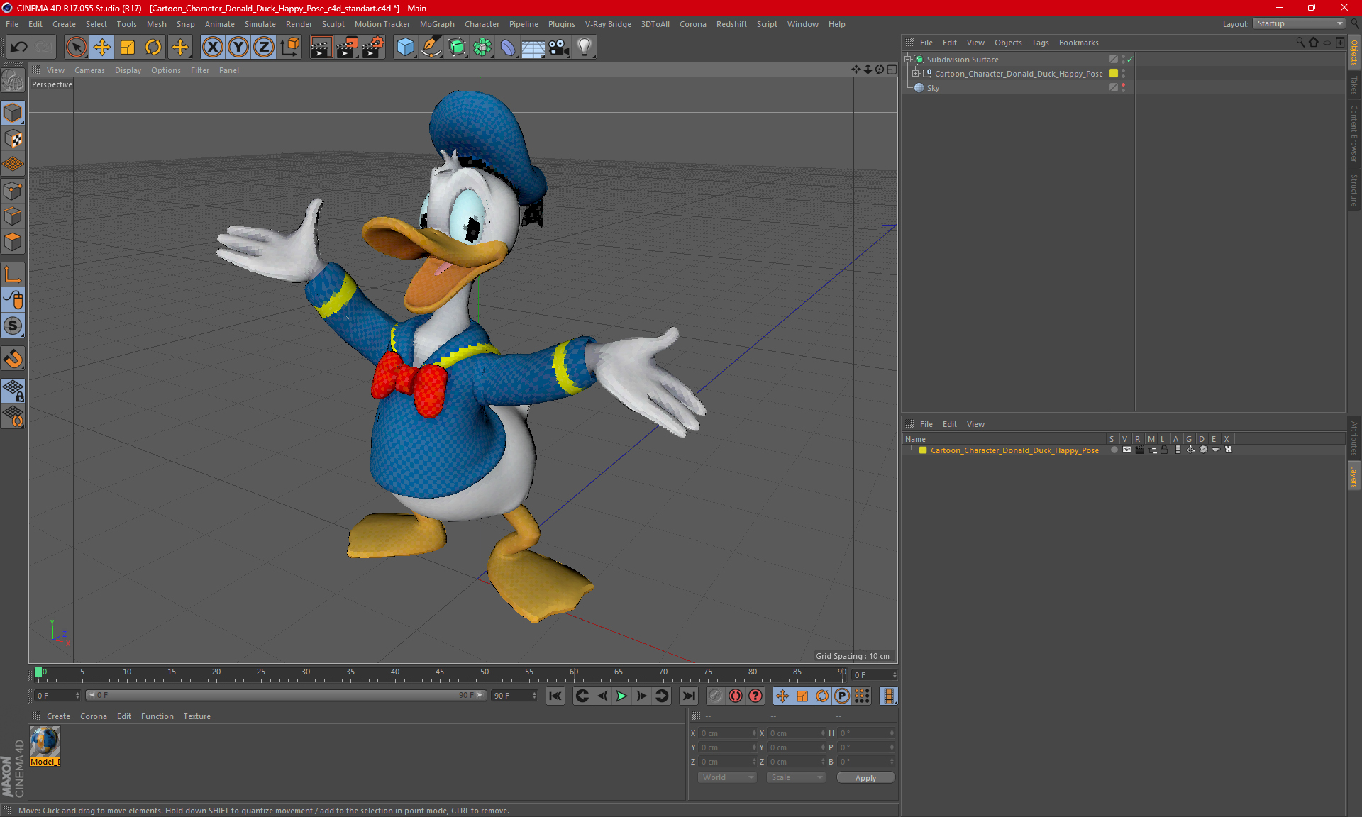 3D model Cartoon Character Donald Duck Happy Pose
