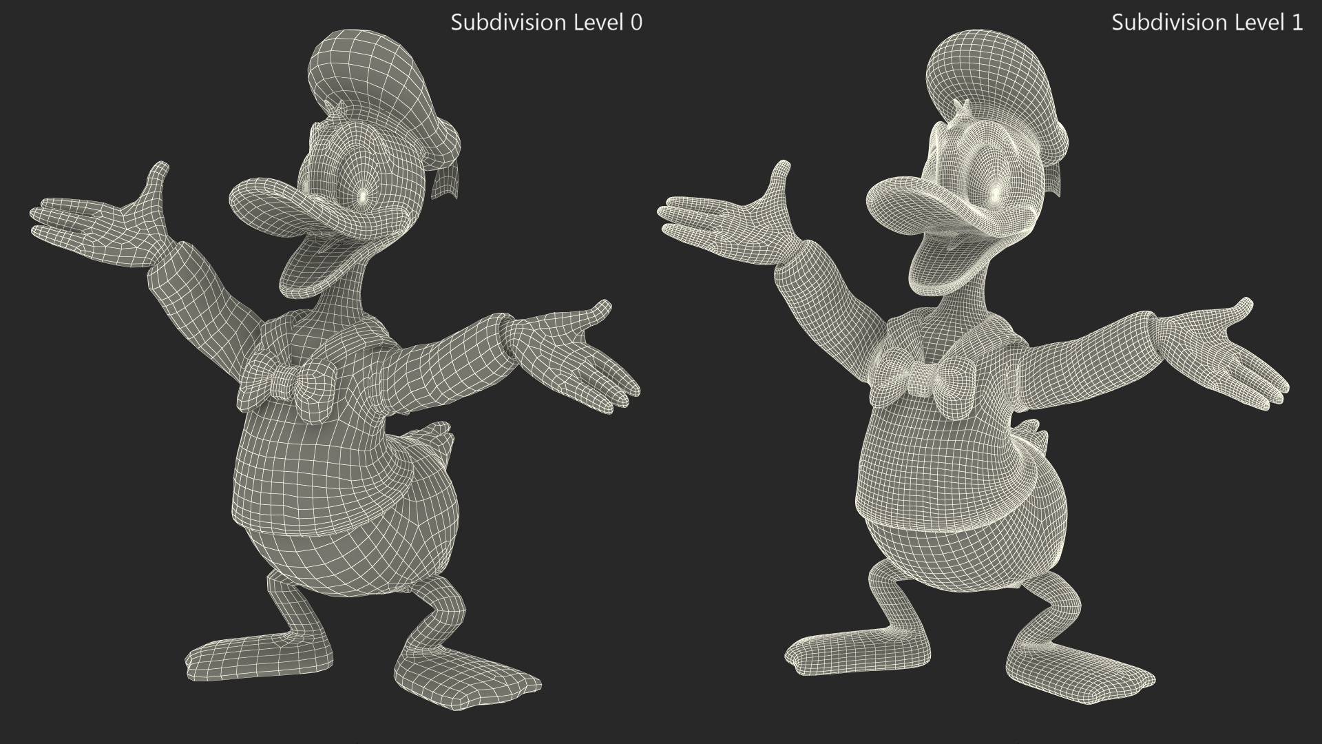 3D model Cartoon Character Donald Duck Happy Pose
