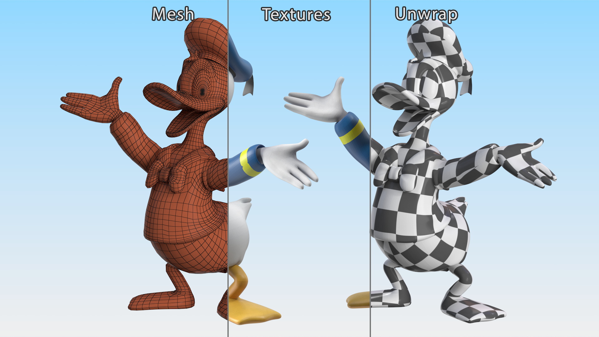 3D model Cartoon Character Donald Duck Happy Pose