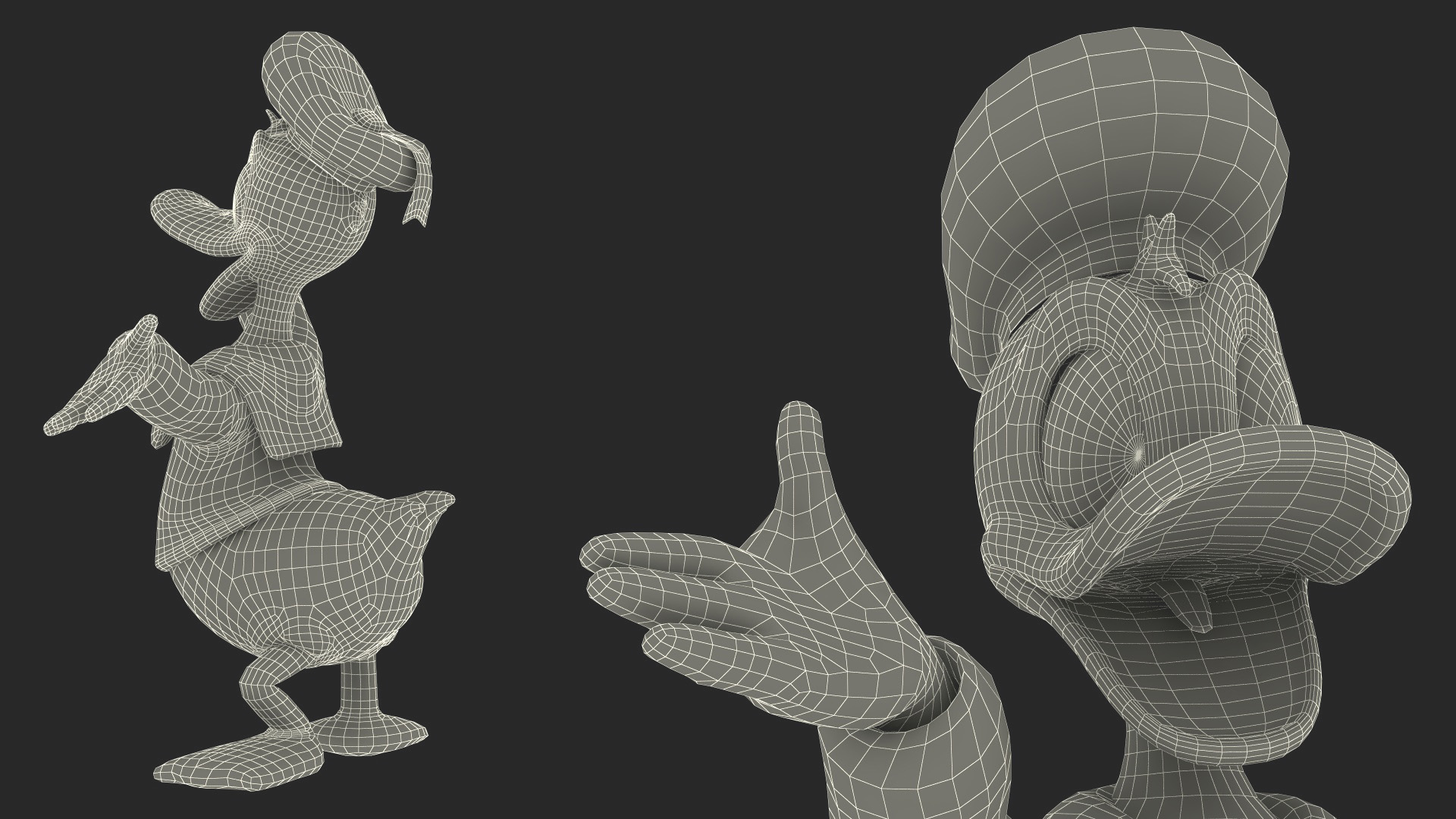 3D model Cartoon Character Donald Duck Happy Pose