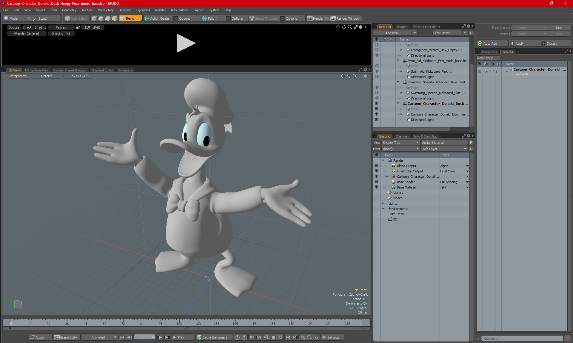 3D model Cartoon Character Donald Duck Happy Pose