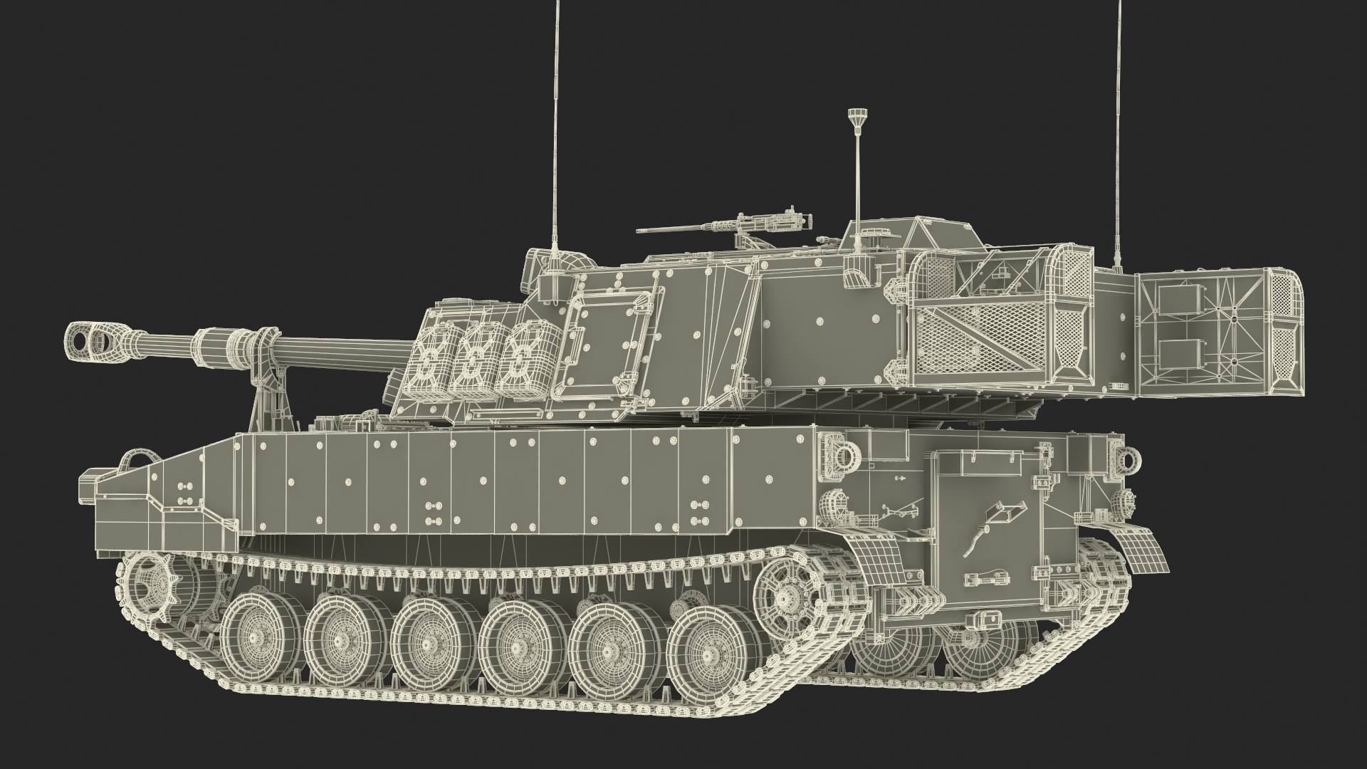 3D M109 Paladin Howitzer Camouflage Color model