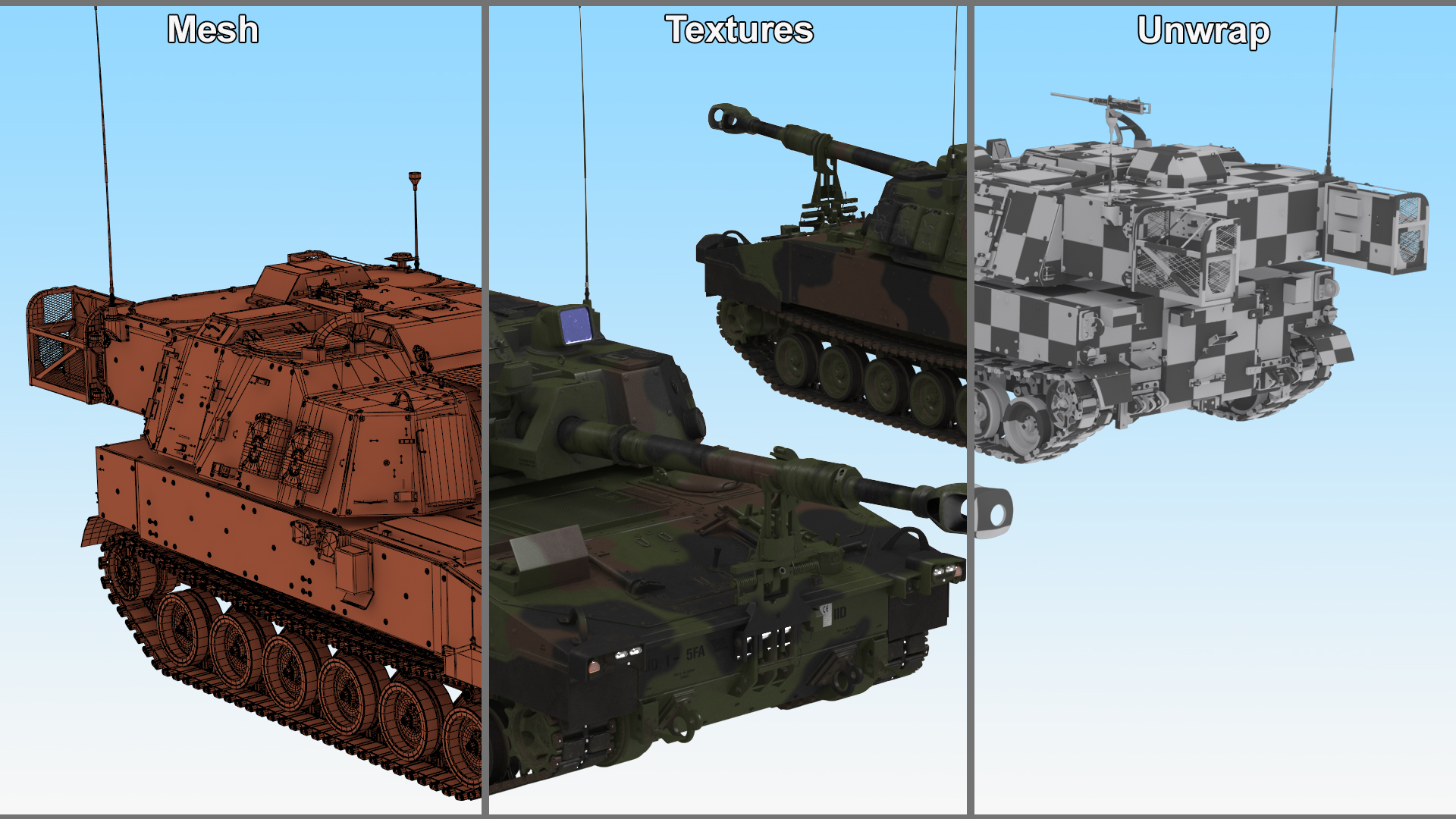 3D M109 Paladin Howitzer Camouflage Color model