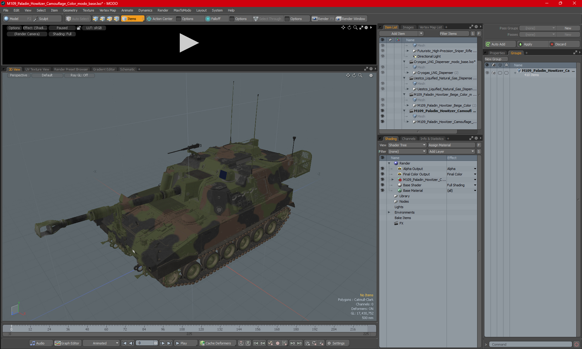 3D M109 Paladin Howitzer Camouflage Color model