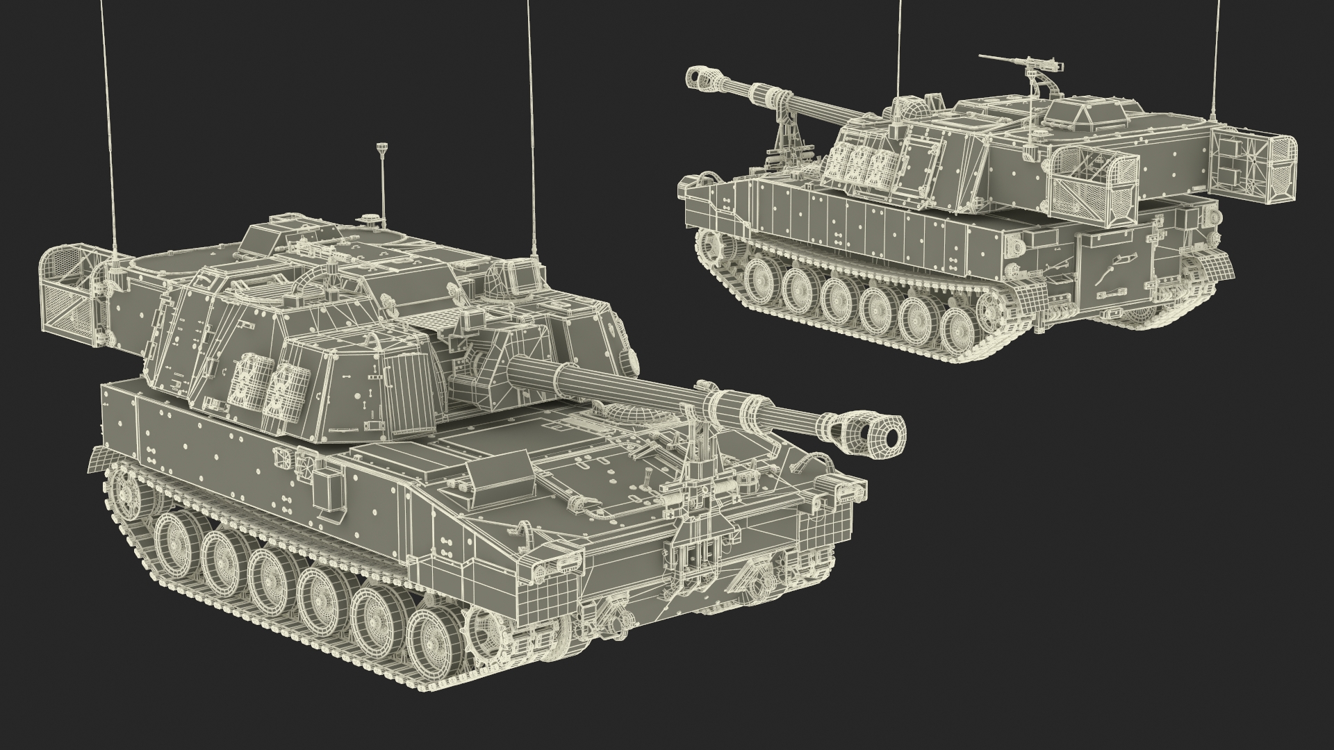 3D M109 Paladin Howitzer Camouflage Color model