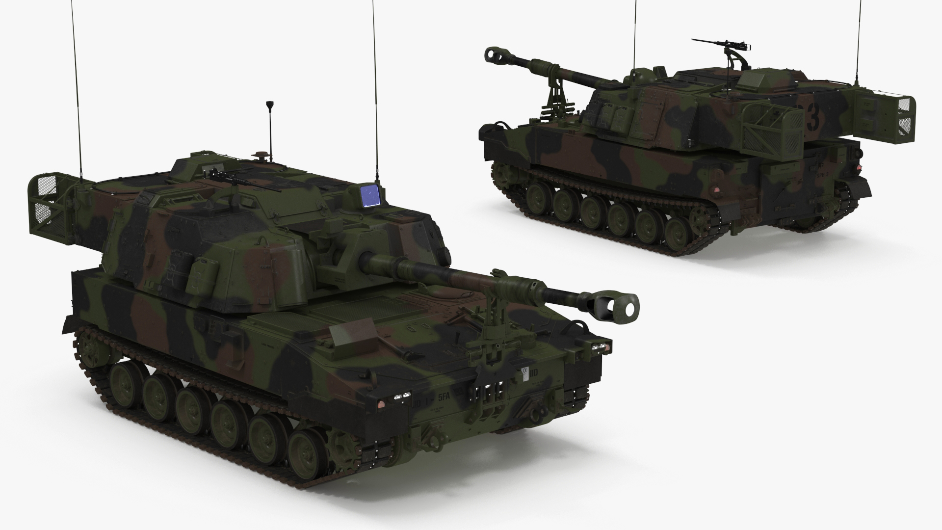 3D M109 Paladin Howitzer Camouflage Color model