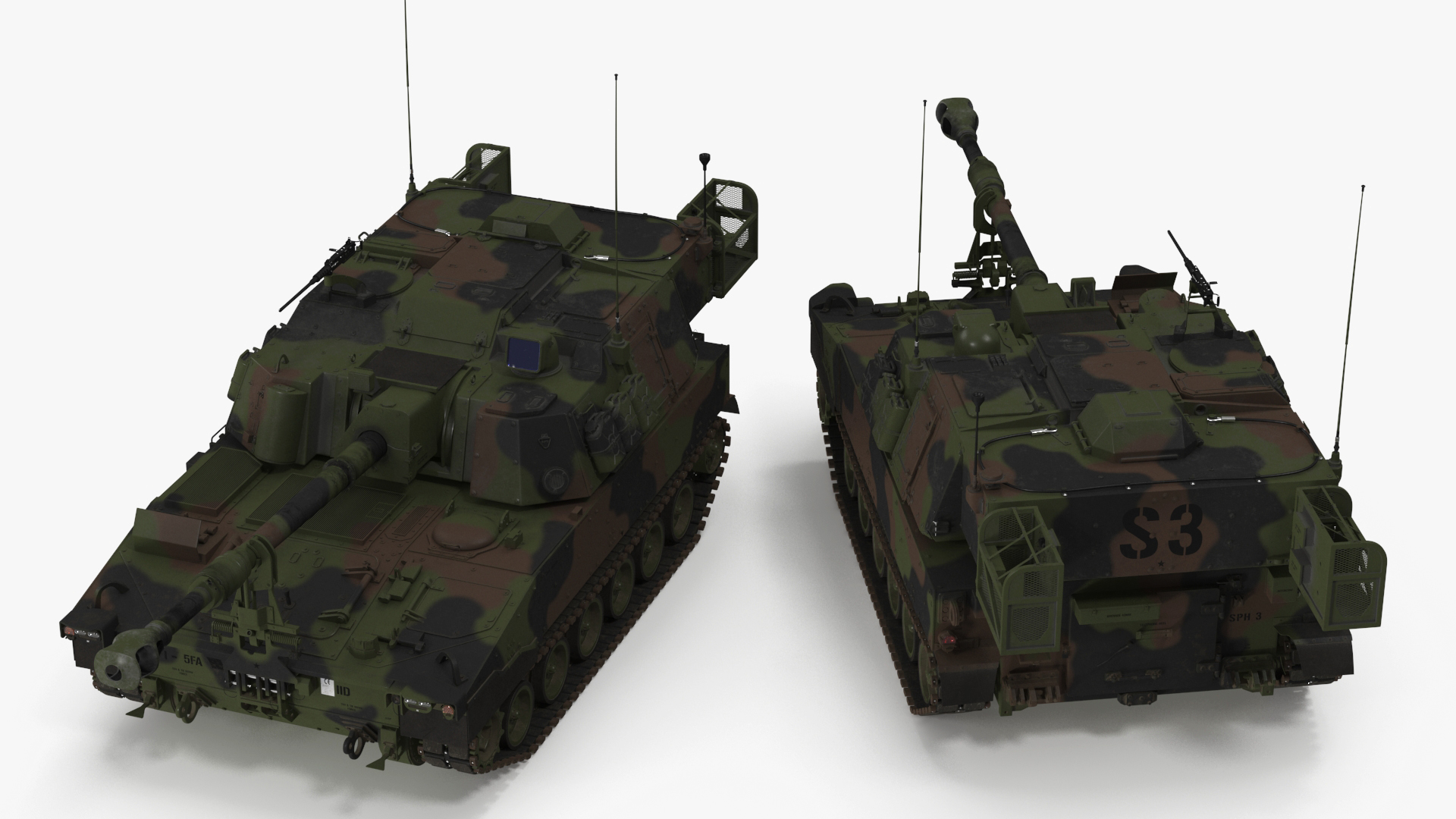 3D M109 Paladin Howitzer Camouflage Color model