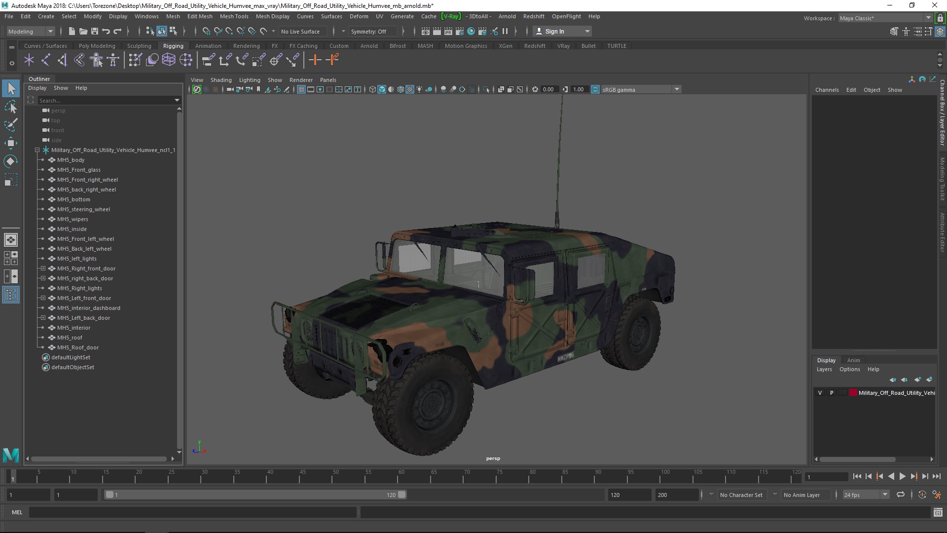 3D model Military Off Road Utility Vehicle Humvee