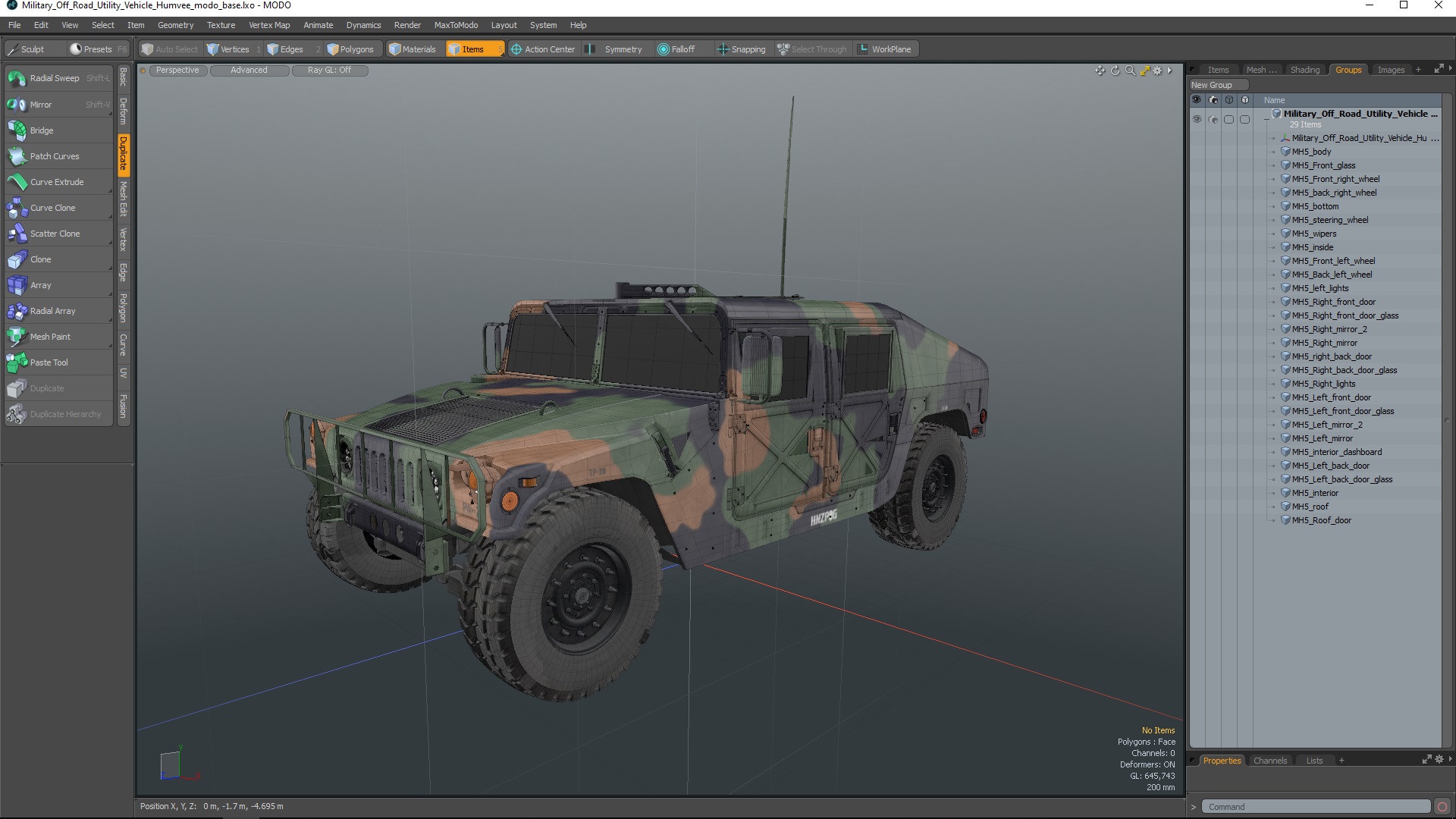 3D model Military Off Road Utility Vehicle Humvee