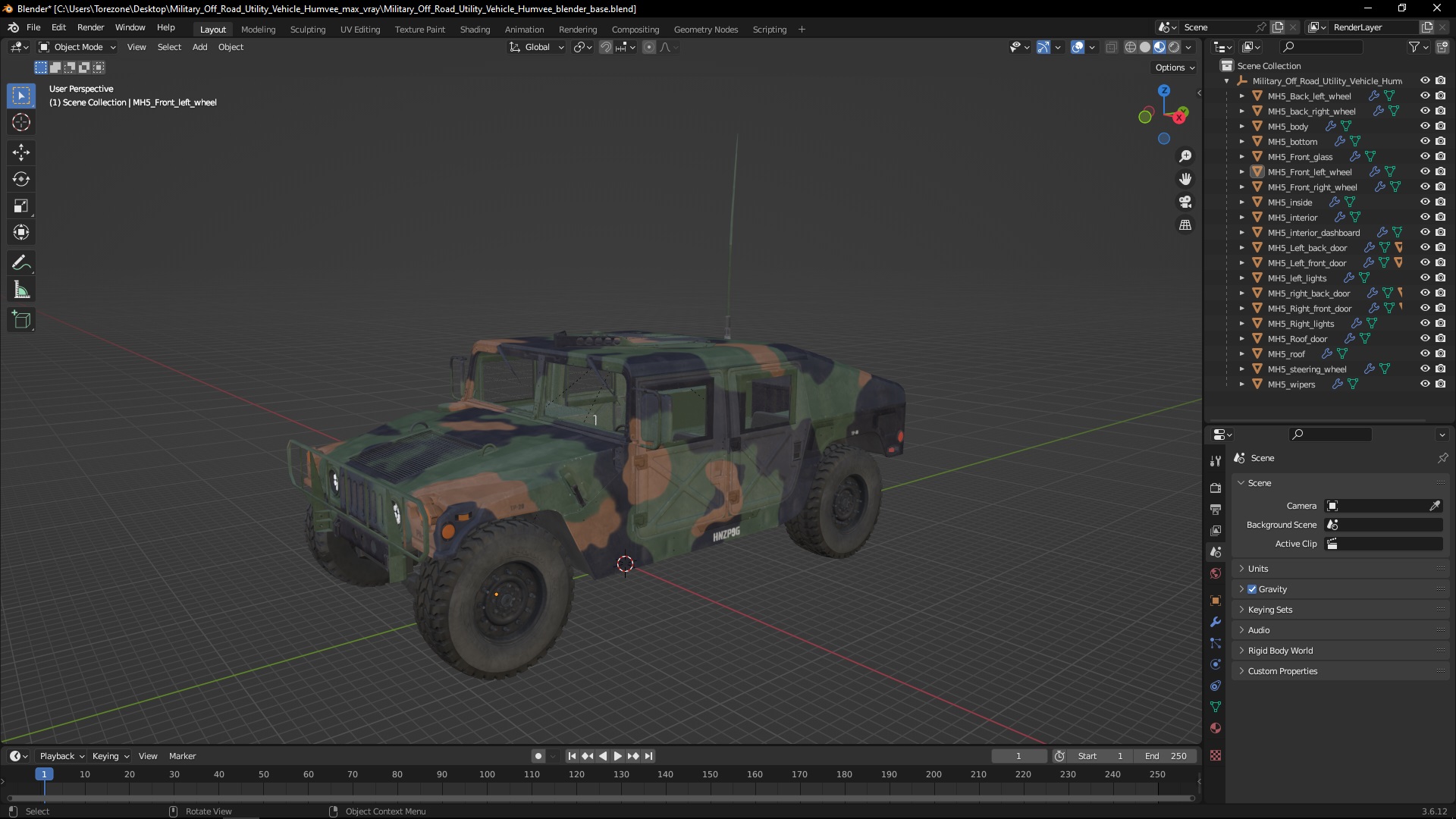 3D model Military Off Road Utility Vehicle Humvee