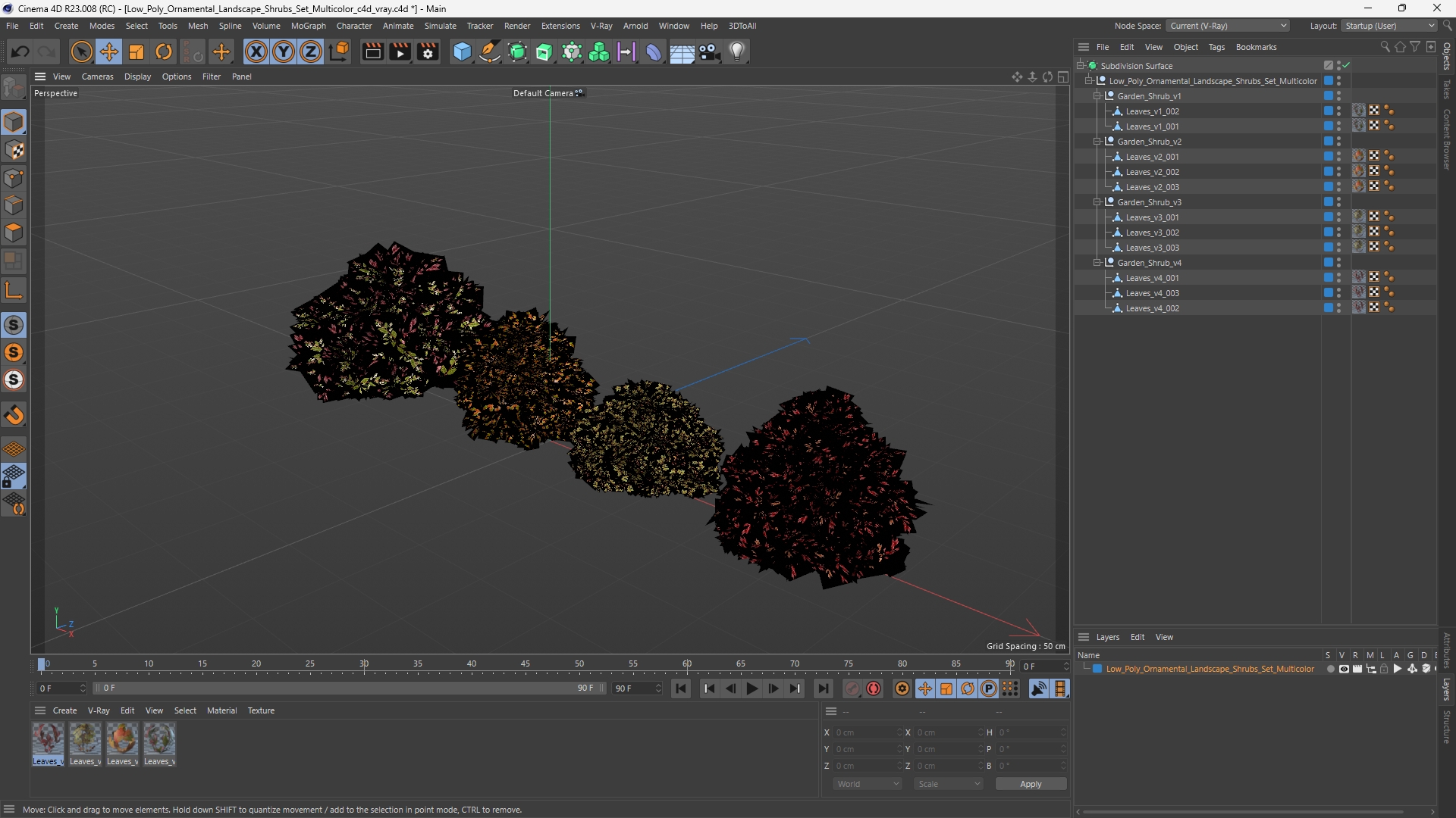 Low Poly Ornamental Landscape Shrubs Set Multicolor - view 12