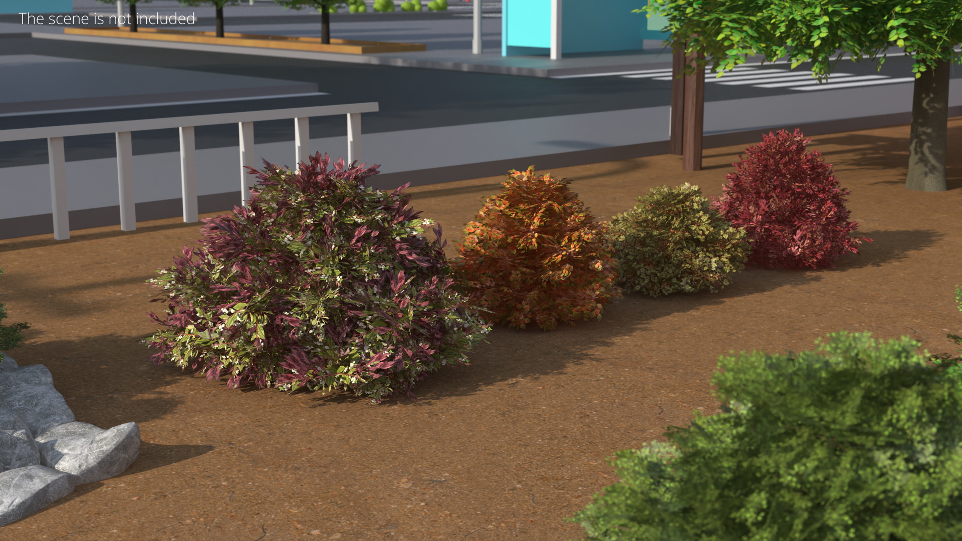 Low Poly Ornamental Landscape Shrubs Set Multicolor - view 3