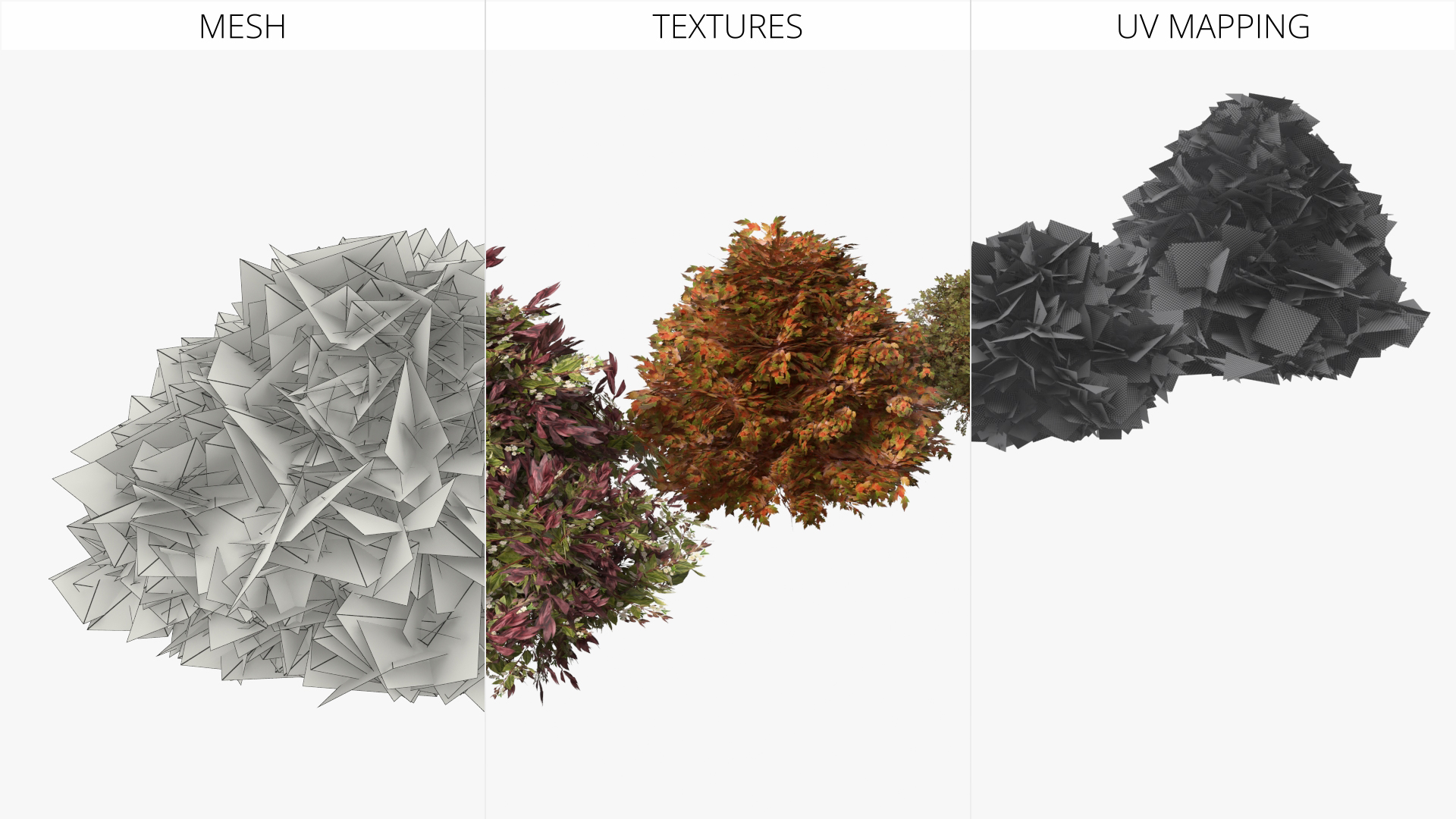 Low Poly Ornamental Landscape Shrubs Set Multicolor - view 7