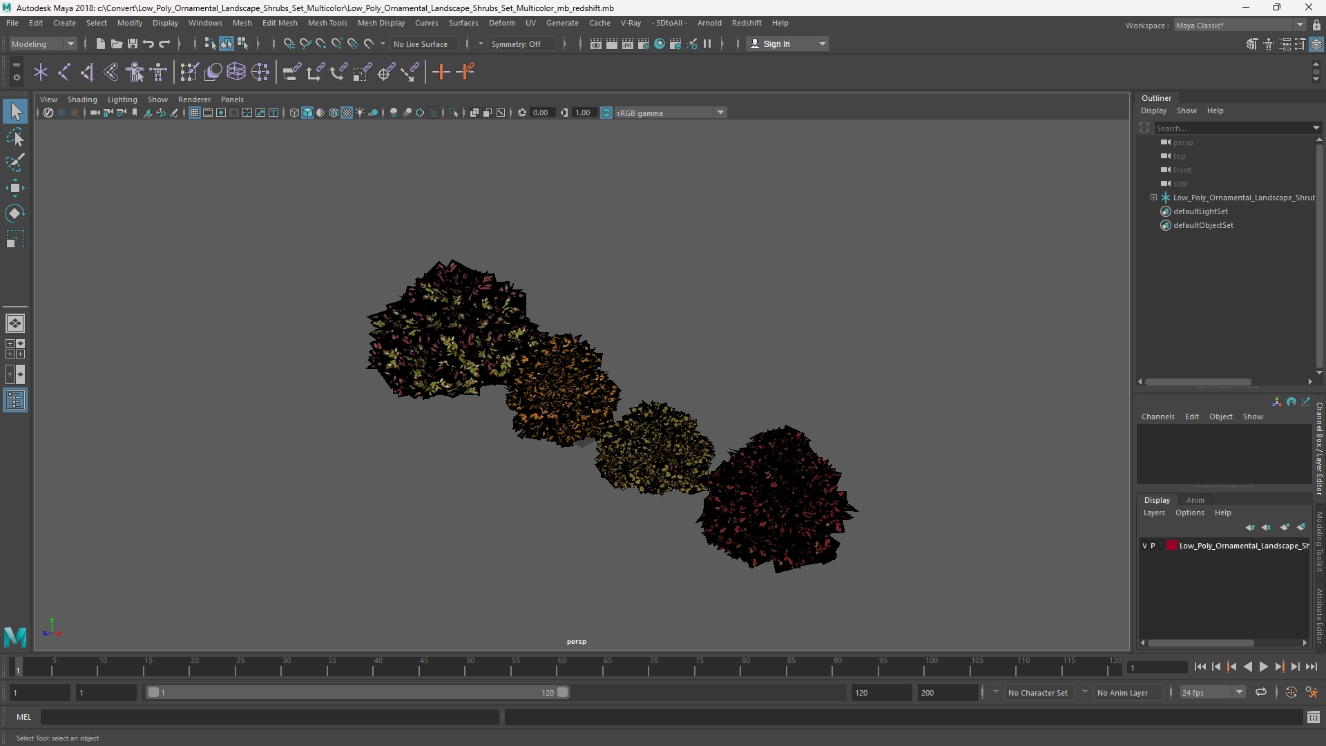 Low Poly Ornamental Landscape Shrubs Set Multicolor - view 11