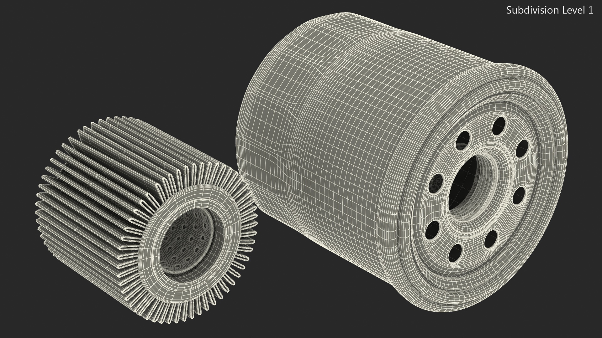 3D Oil Filter with Filtering Element model
