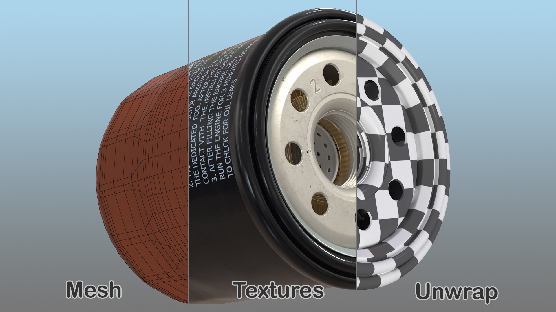 3D Oil Filter with Filtering Element model