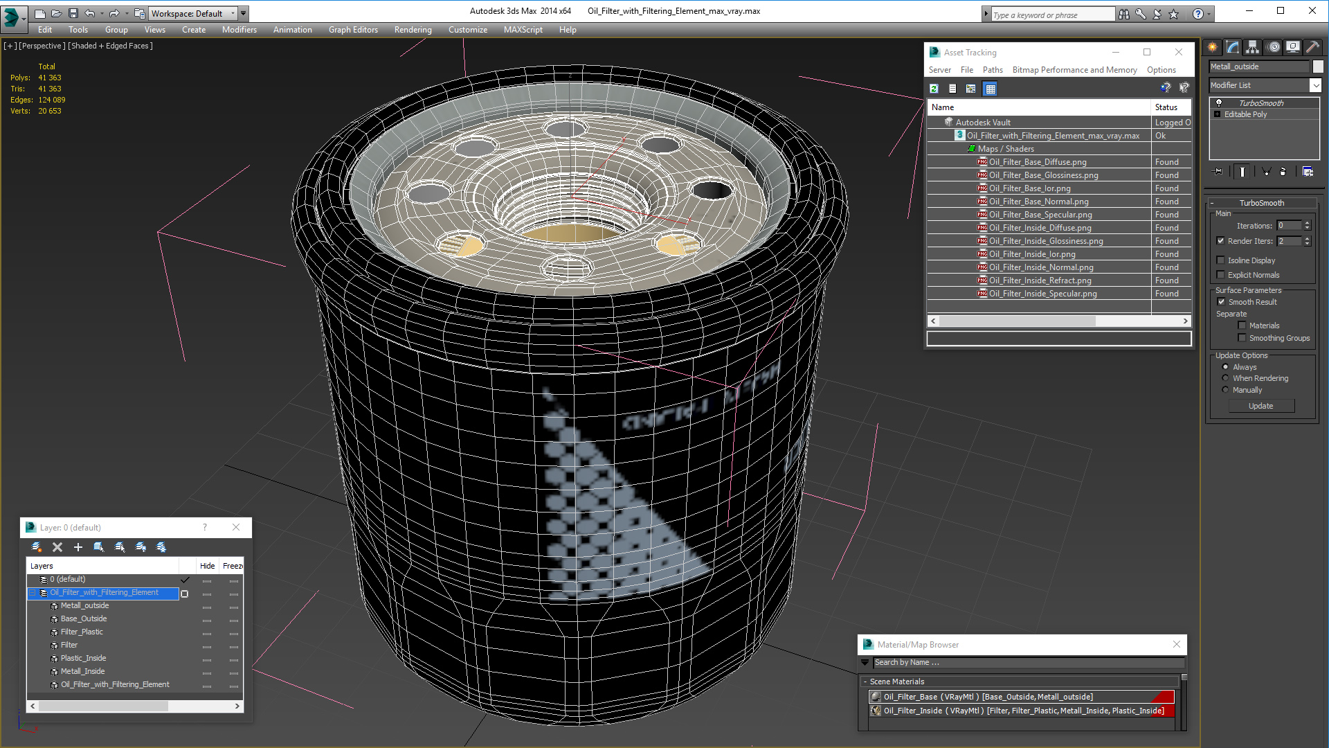 3D Oil Filter with Filtering Element model
