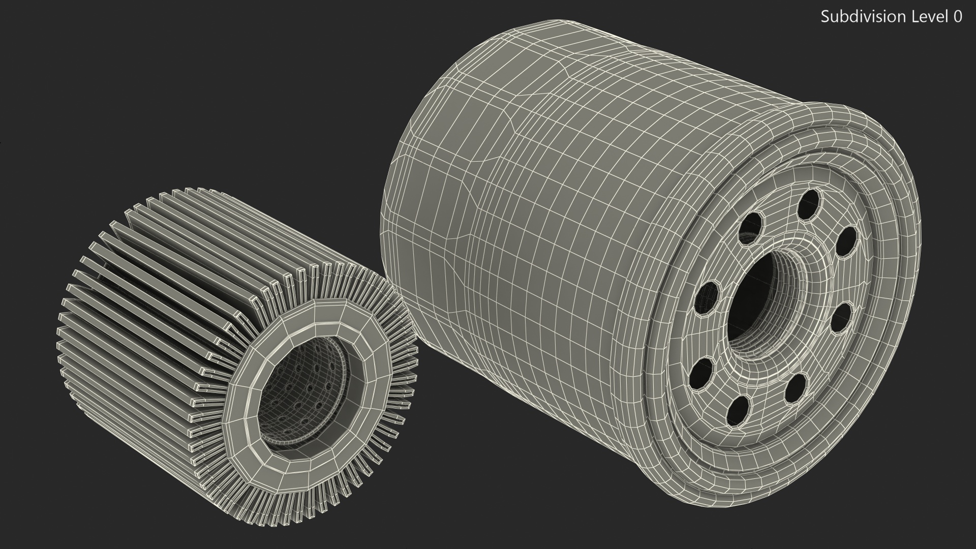 3D Oil Filter with Filtering Element model