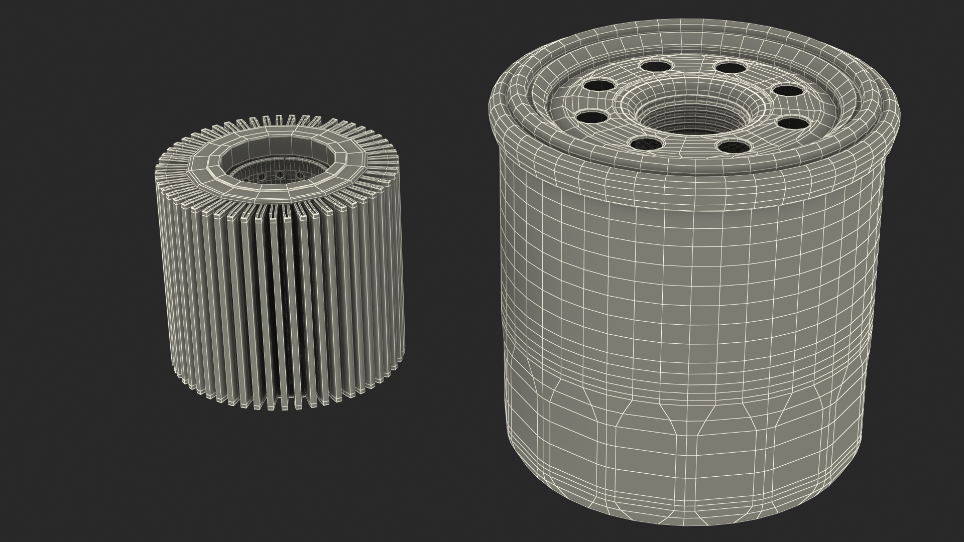 3D Oil Filter with Filtering Element model