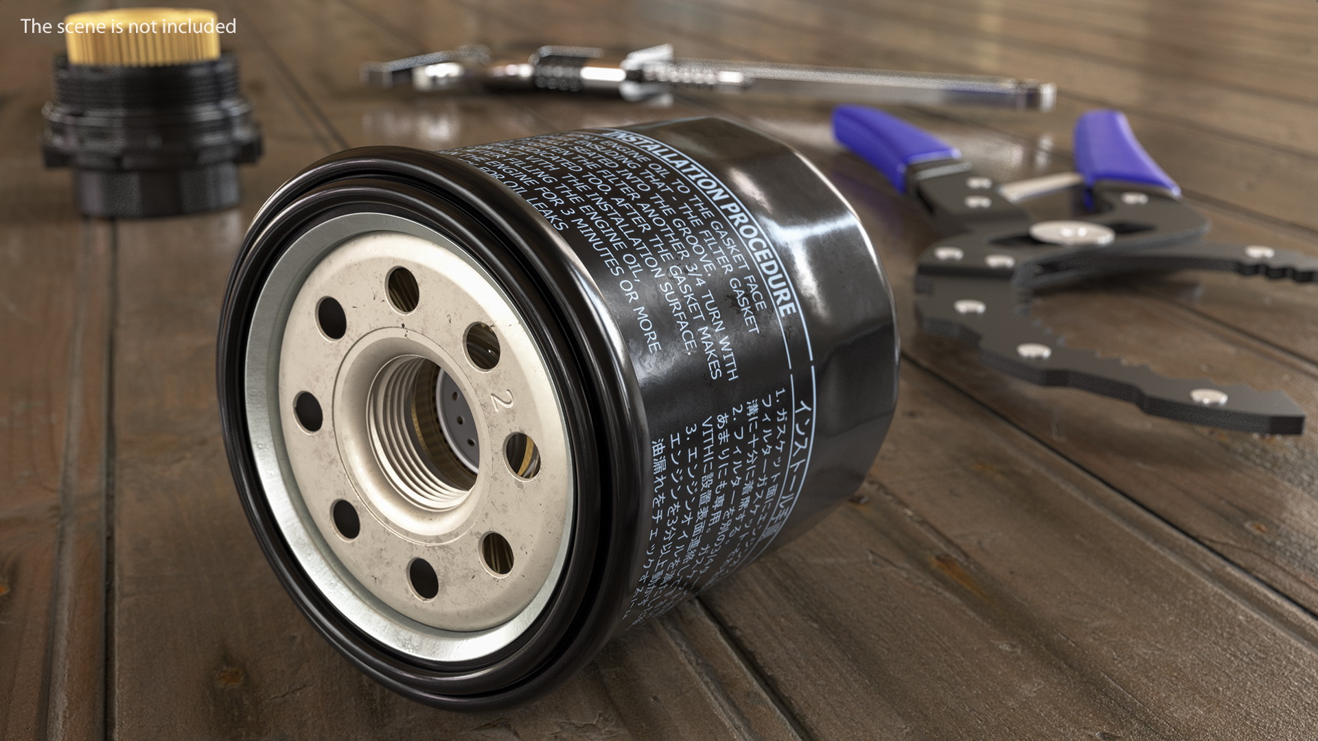 3D Oil Filter with Filtering Element model