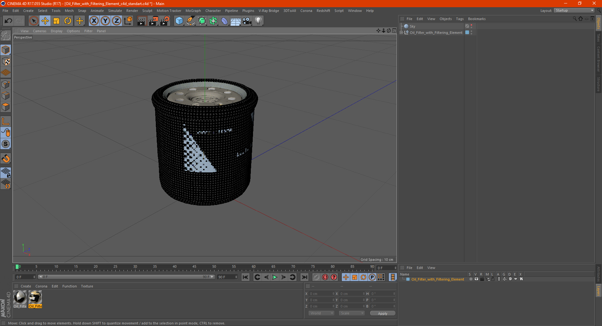 3D Oil Filter with Filtering Element model