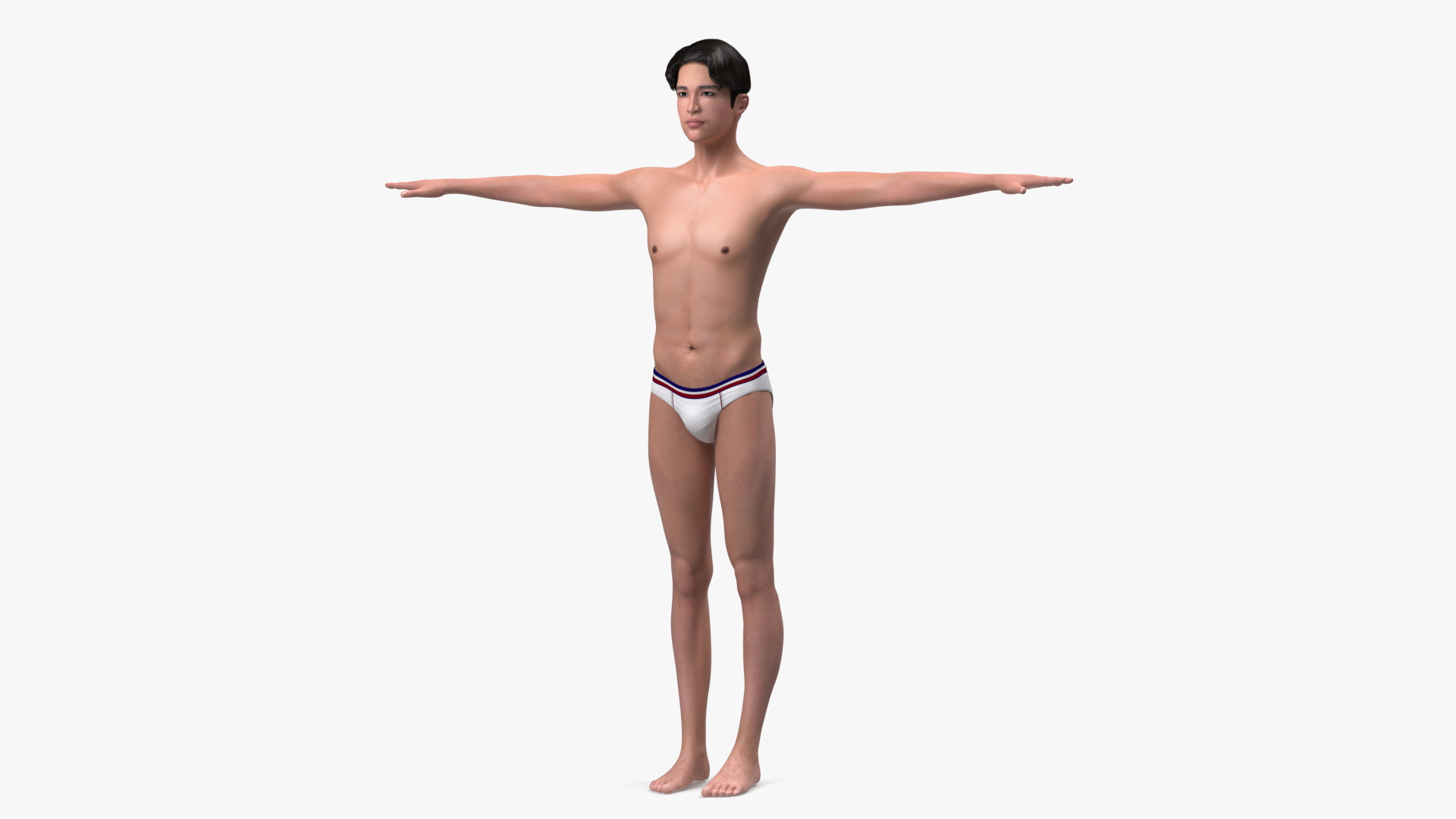3D Chinese Man Underwear T-Pose model