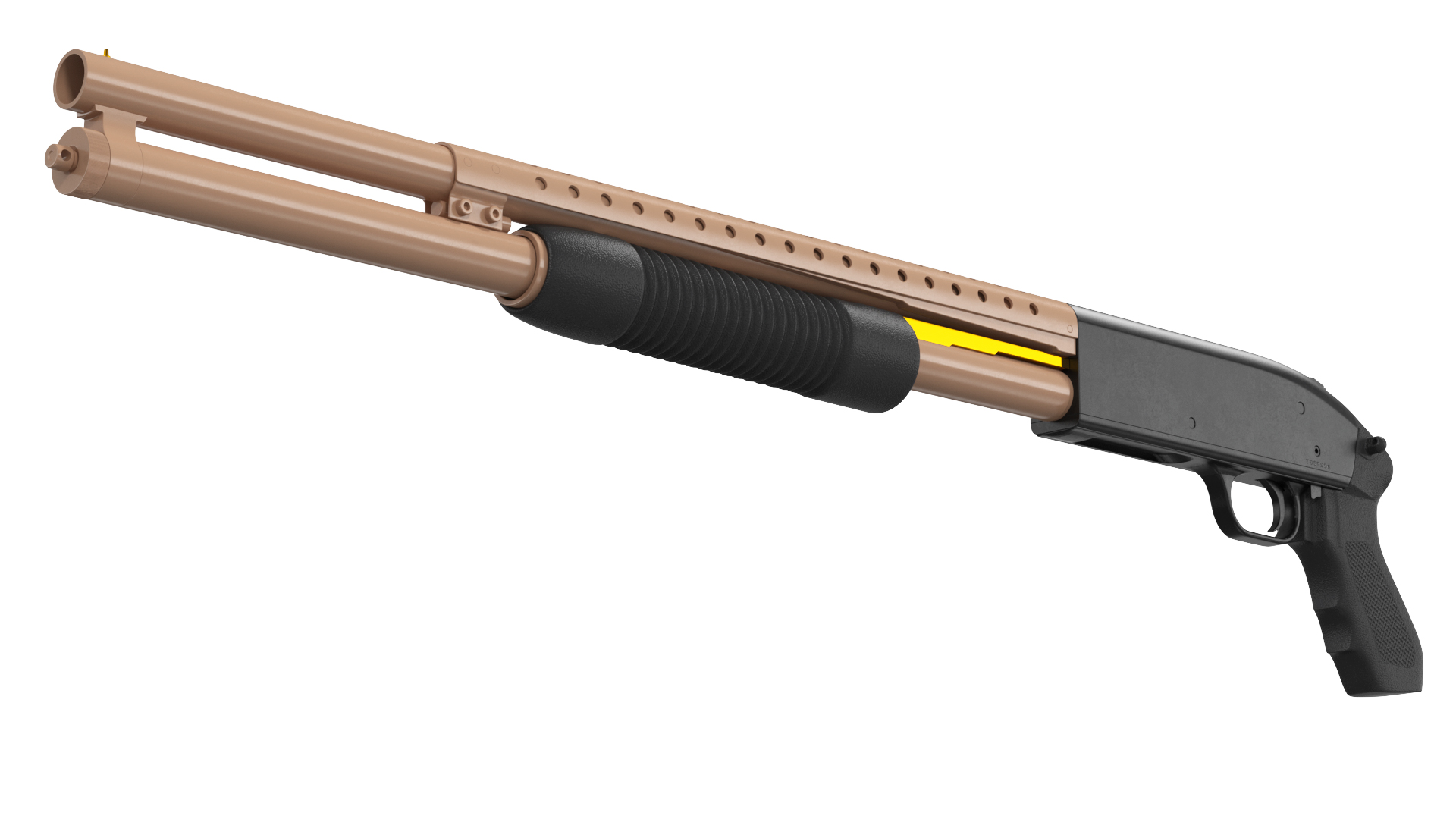3D model Brown Gold Pump Action Shotgun
