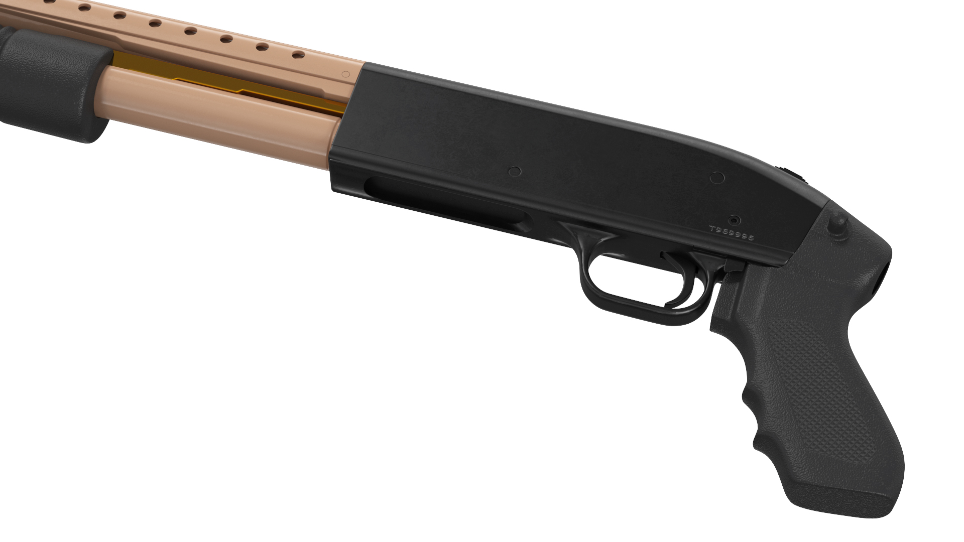 3D model Brown Gold Pump Action Shotgun