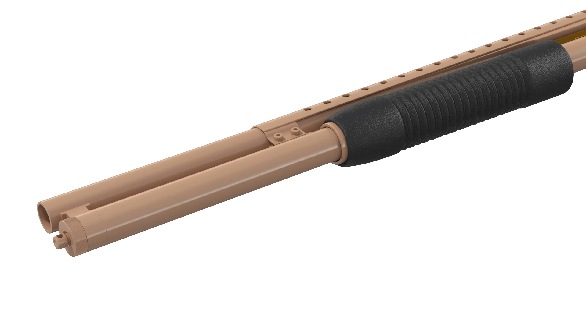 3D model Brown Gold Pump Action Shotgun