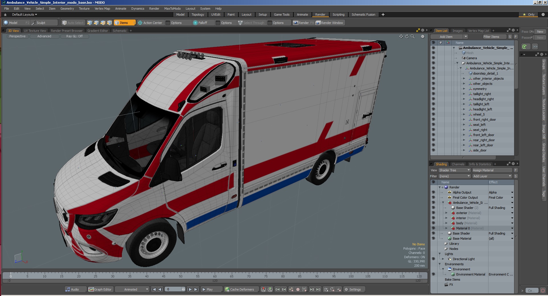 3D Ambulance Vehicle Simple Interior model