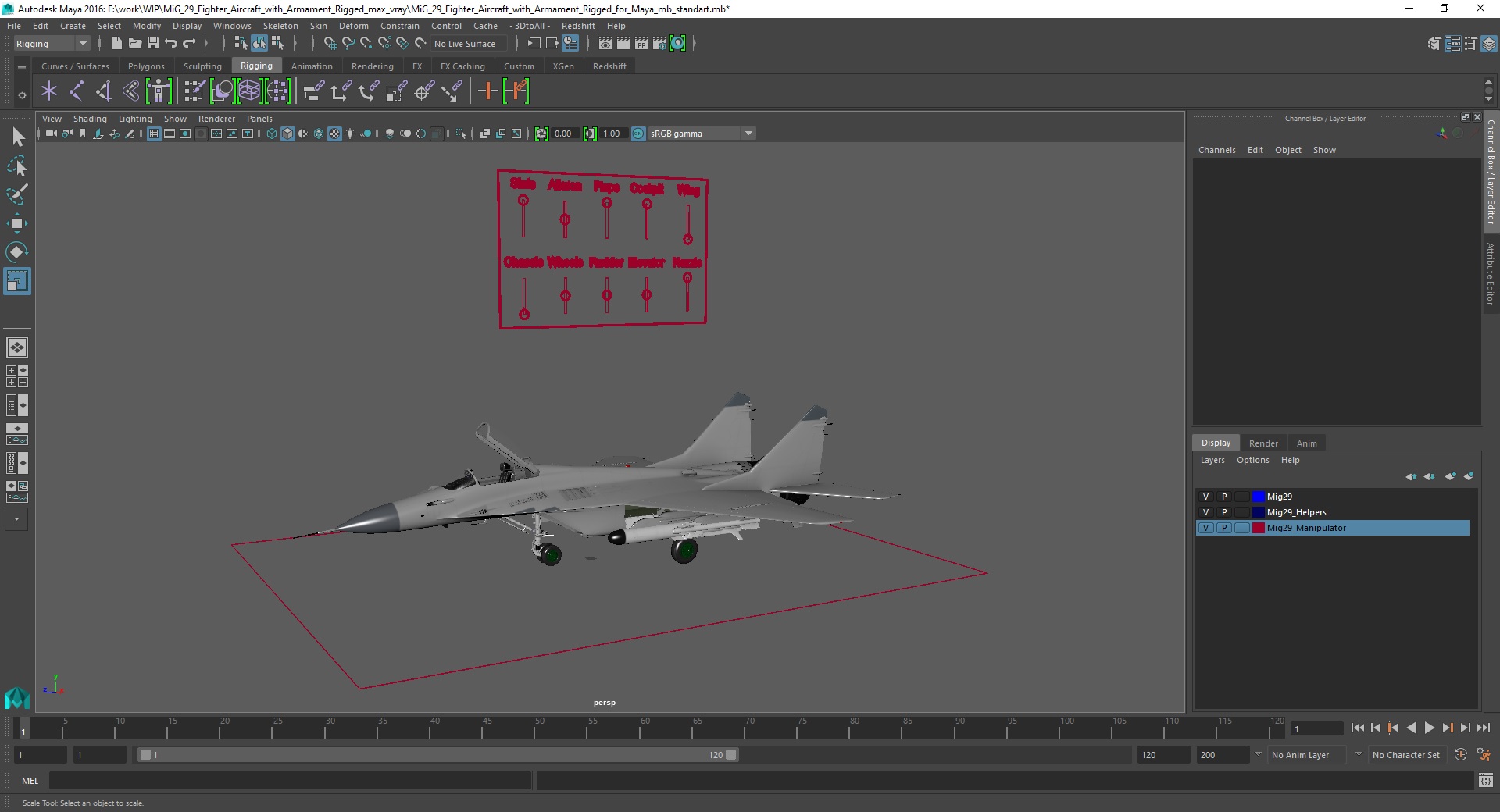 3D MiG 29 Fighter Aircraft with Armament Rigged for Maya model