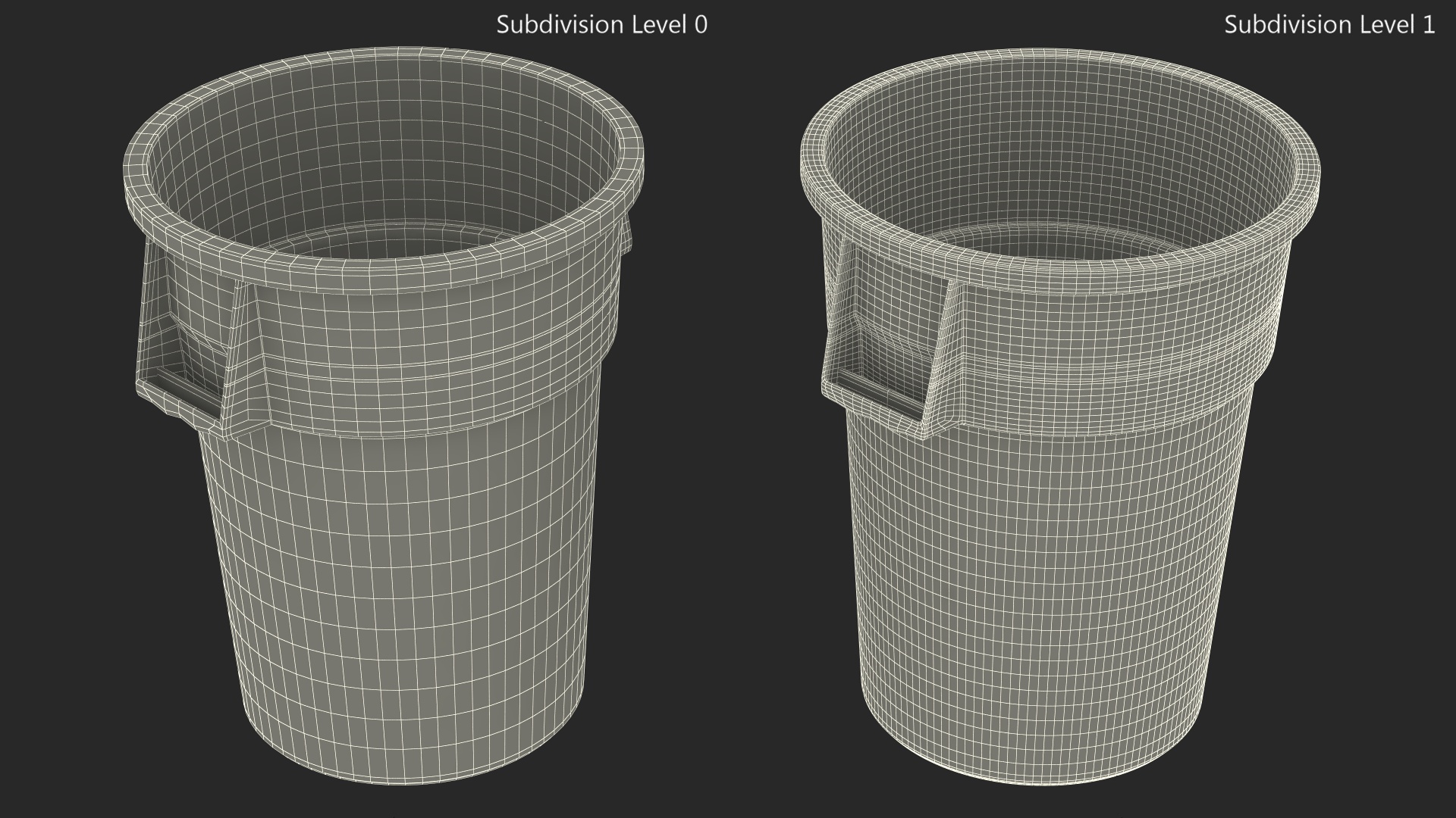 Brute Round Commercial Trash Can Grey 3D