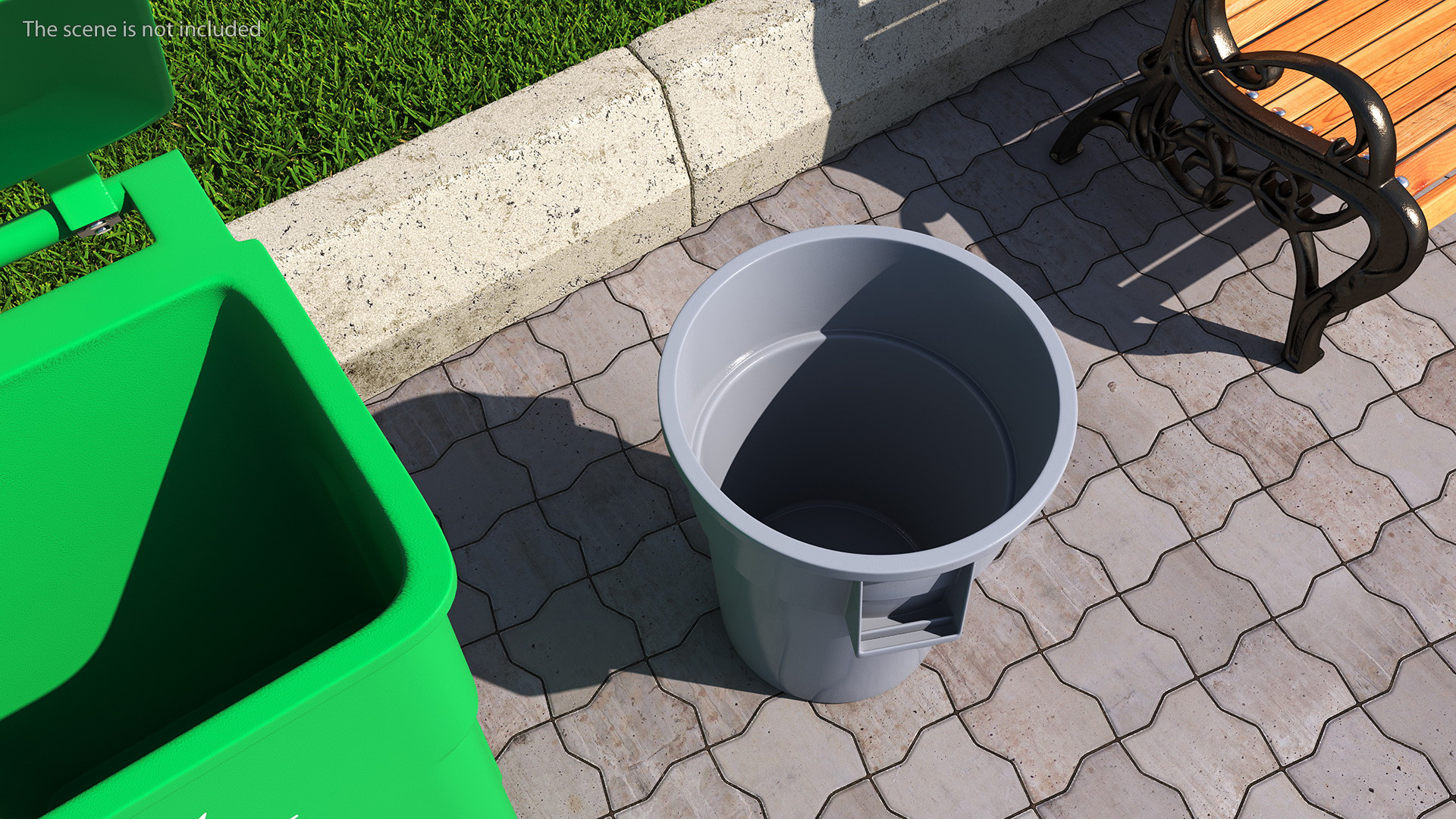 Brute Round Commercial Trash Can Grey 3D